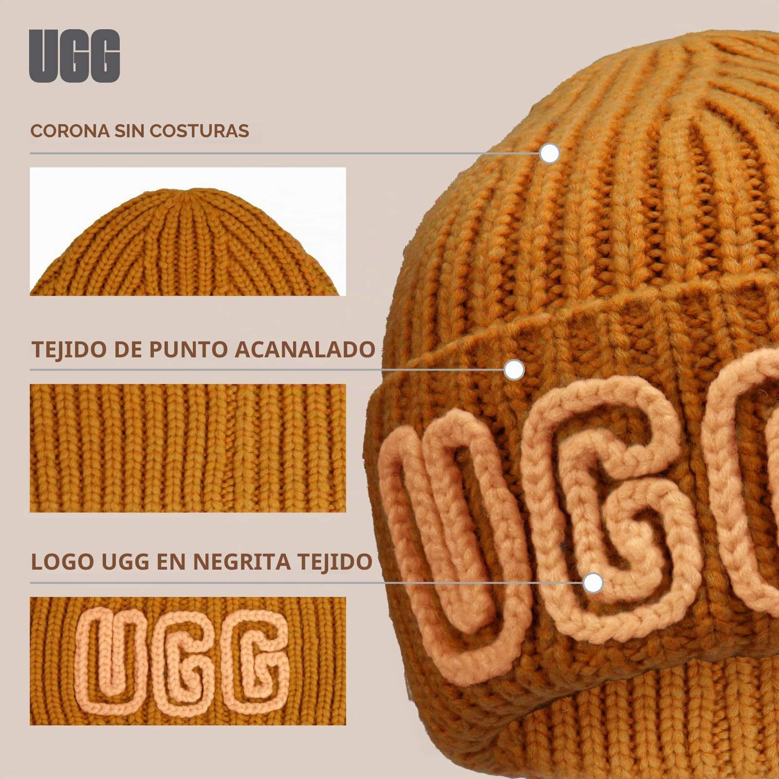 UGG Chunky Crafted Rib Beanie Gorro para Mujer