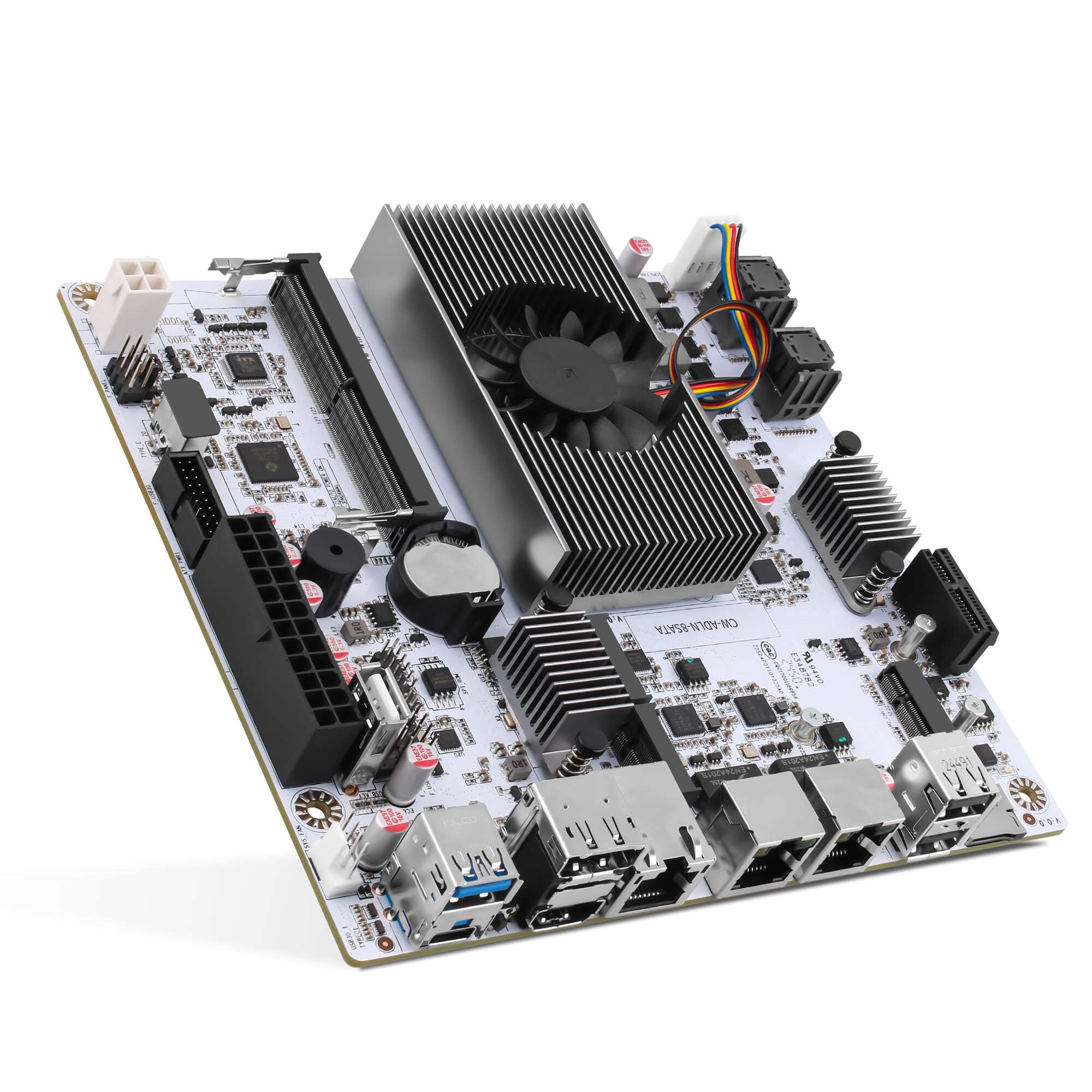 8 Bay NAS Motherboard, N150, Mini-ITX Mainboard, 10Gb & Dual 2.5GbE RJ45 LAN, Dual M.2 NVMe, Computer Board, USB 3.2 10Gbp, HD, DP, DDR5, Barebone, No RAM NO SSD (No Cable)