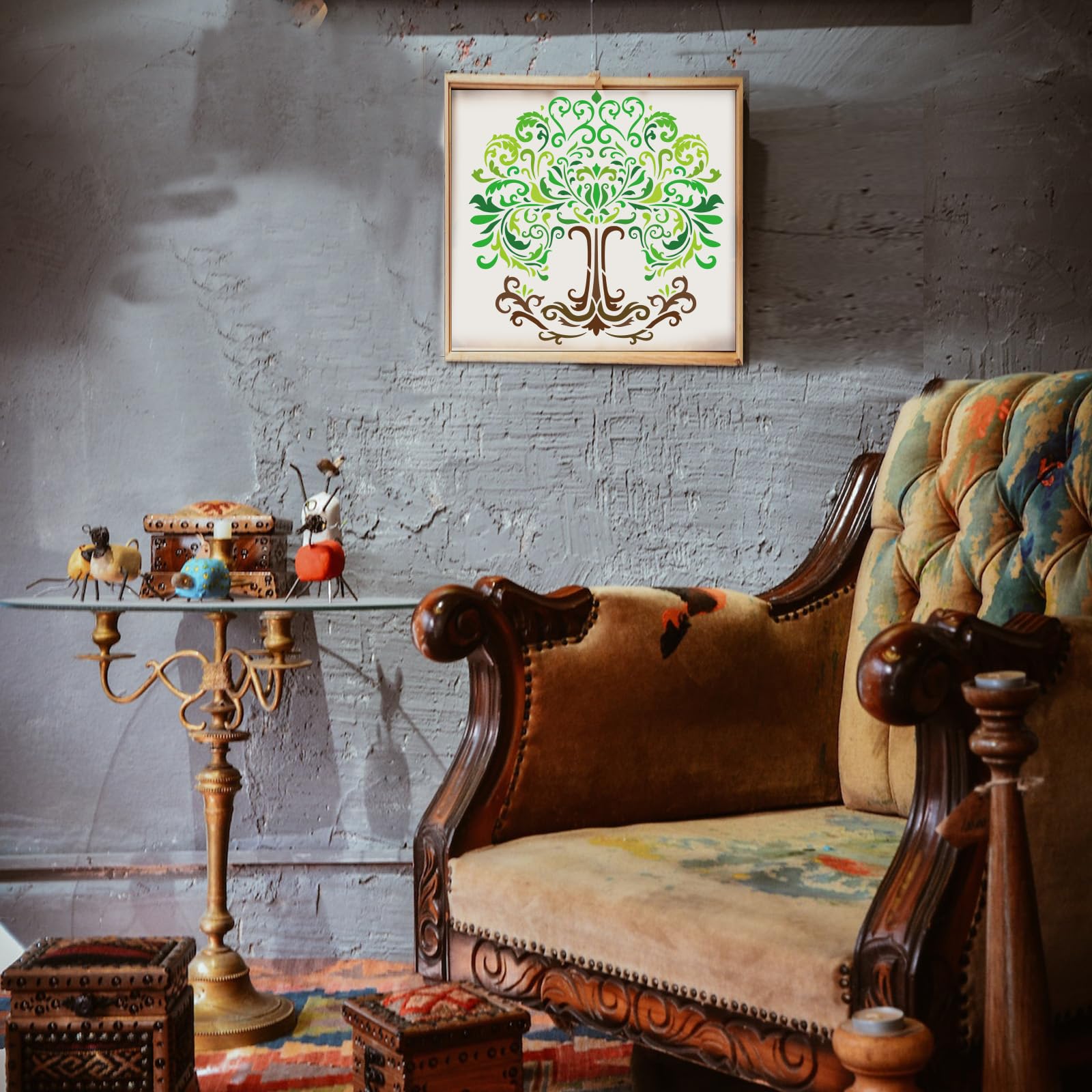 Herz Baum Des Lebens Malschablone – 30x30 Cm, Hohl-Design, Aus PET-Kunststoff, Für Wand, Holz, Möbel