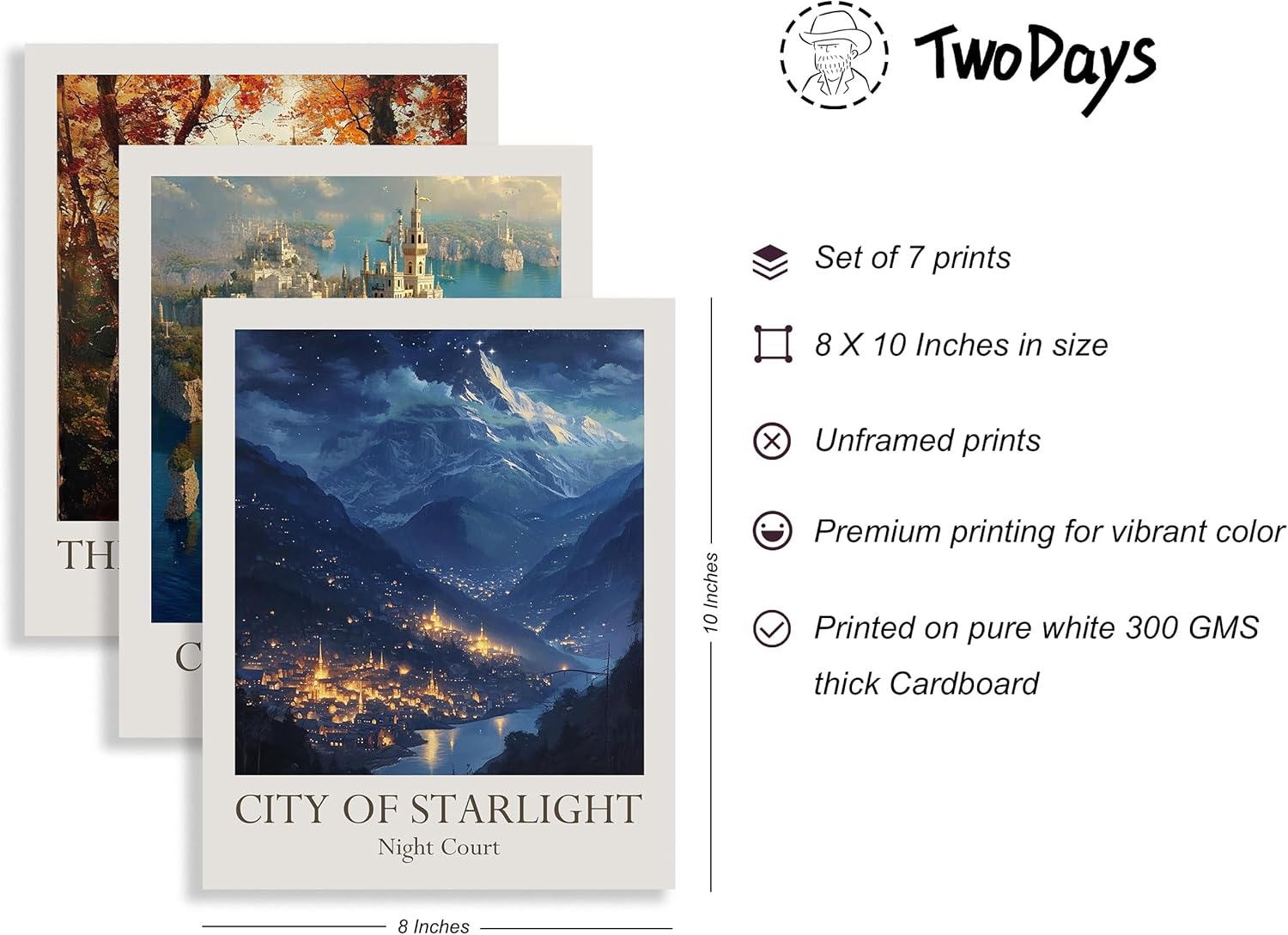 TwoDays Fantasy Novel Inspired Room Decor, Seven Courts of Pythia Gallery Wall Art Prints for Fans Gifts, Night Court Poster for Bedroom.(8" X 10", Set of 7, UNFRAMED) - Image 2