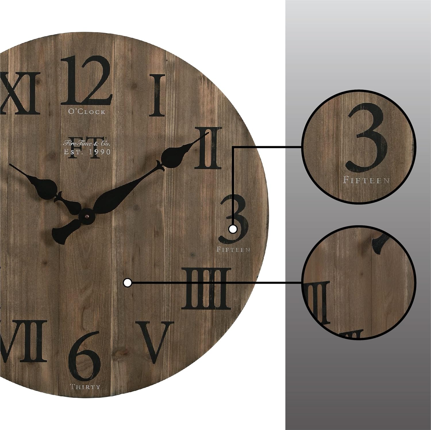 FirsTime & Co. Rustic Barnwood Wall Clock, 24", Weathered Barn Wood : Home & Kitchen