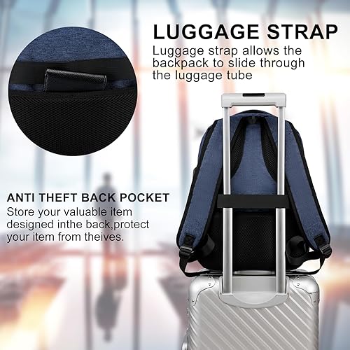 Miniatura 6 de Mochila para hombre, mochila para laptop para viajes, Azul, Mochila escolar