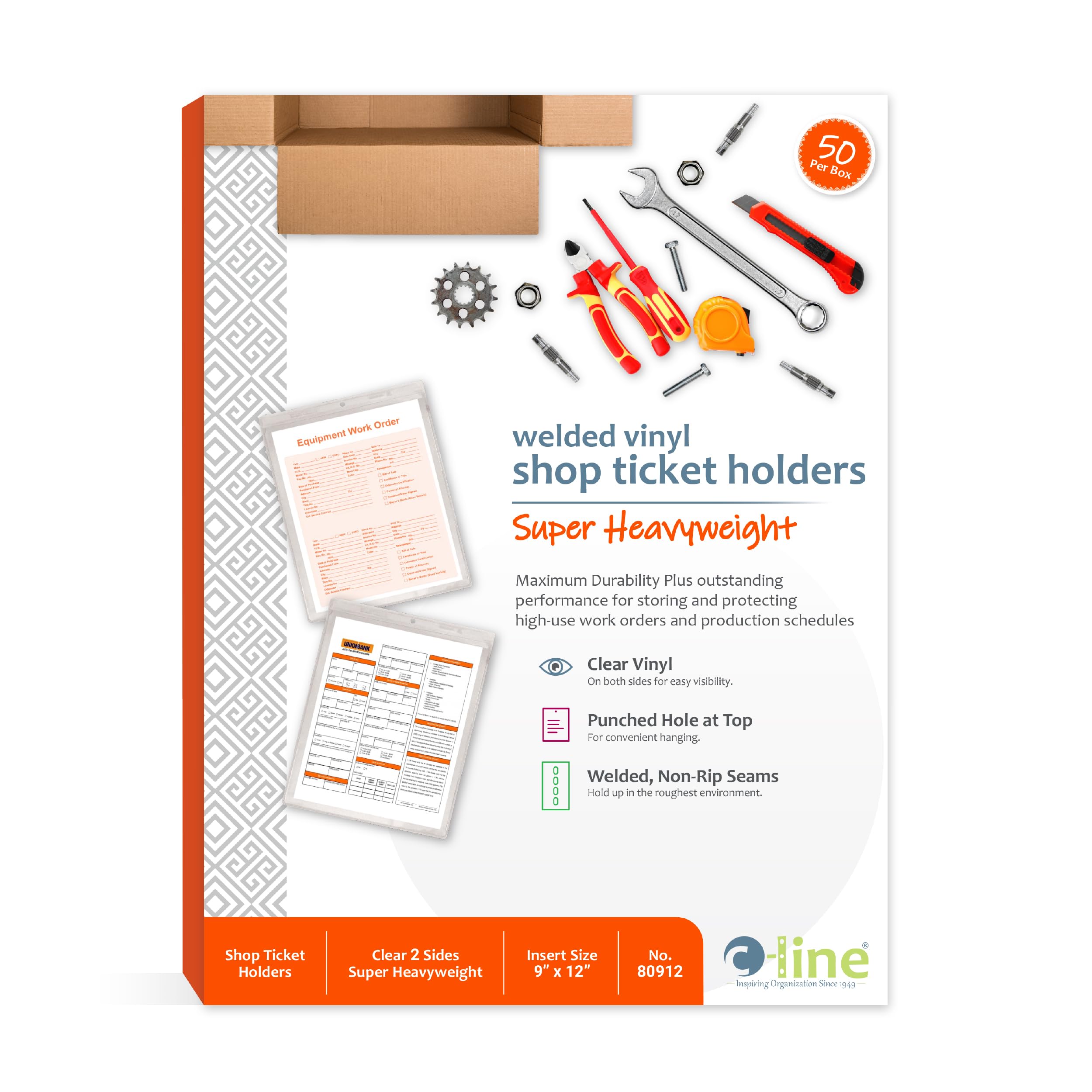 Vinyl Shop Ticket Holders, Both Sides Clear, 9 x 12 Inches, 50 per Box (80912)