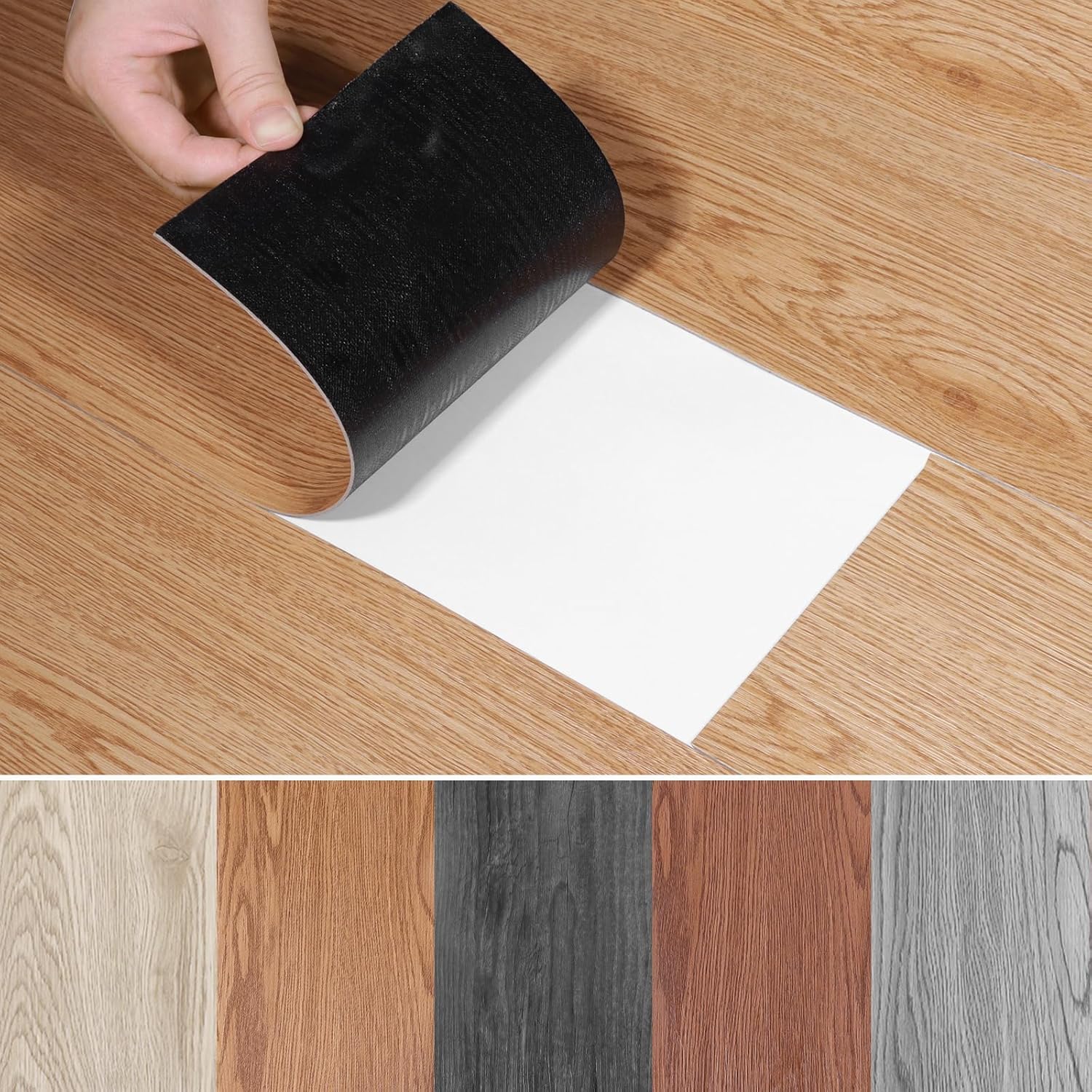 36-Pack 5m² Flooring Tiles Self Adhesive,Wood Effect Vinyl Self Adhesive,Peelable Sticker, Self Adhesive Floor Tile for Kitchen Living Room Bathroom Planks, 2.0 mm Thick Vinyl Flooring(15.24x91.4 Cm)