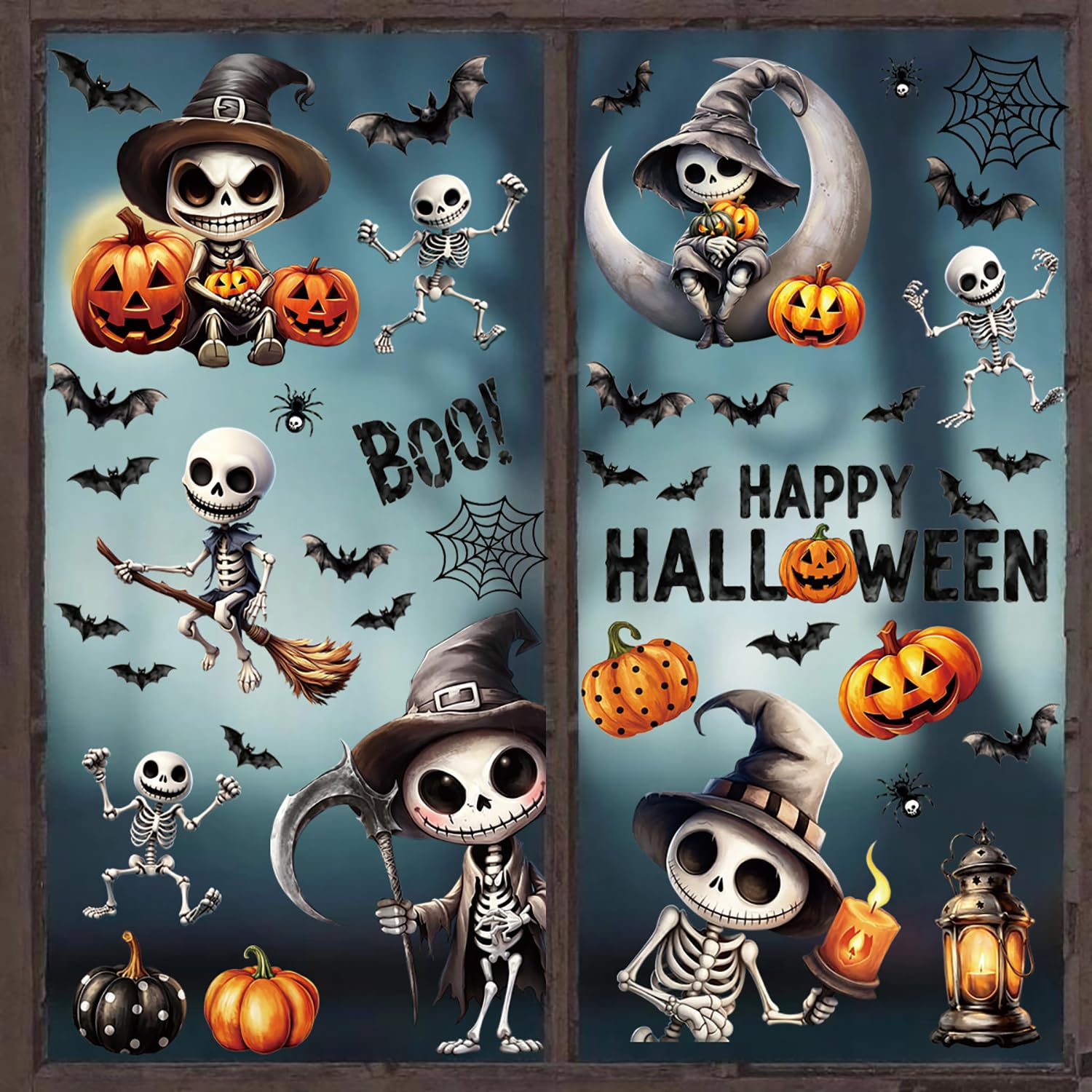 (2 Pack, 12 Sheet) Tomario Halloween Window Clings Stickers Decoration