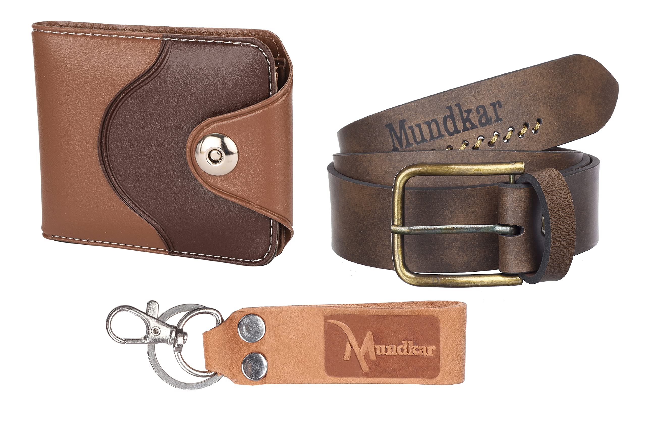 Wallet Belt & Keychain for Men and Boys Gift Set Combo Pack of 3 Accessories (Combo-04)-image-31