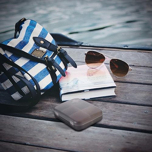 Miniatura 7 de 2 pastilleros de viaje para bolsillo o bolso tamaño pequeño color azul y gris 6 compartimentos