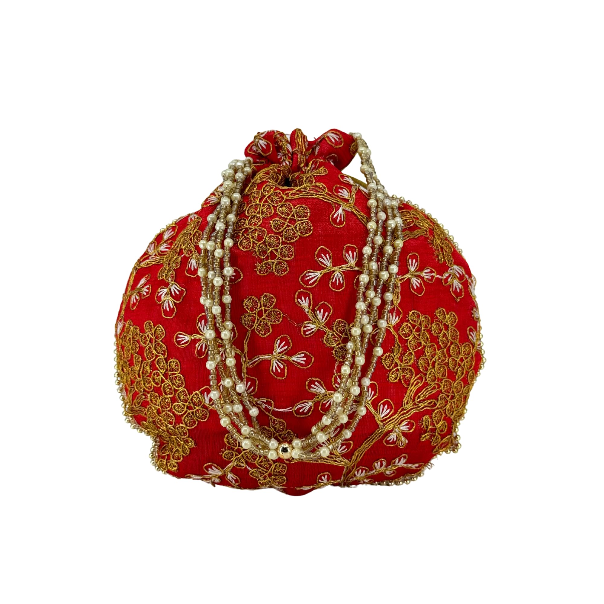 DIVE DECOR Rajasthani Style Silk Potli Bags/batua for Women and Girls - Exquisite Handmade Embroidery and Beads Work | Ideal for Parties, Weddings and festive season(Pack of 1, Red) (B0CQRK8XFF) Amazon Price History, Amazon Price Tracker