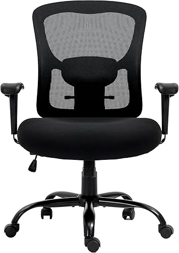 Miniatura 4 de Bigroof Silla de oficina en casa, silla de escritorio ergonómica de malla de 400 libras con brazos de apoyo lumbar ajustables, respaldo alto,