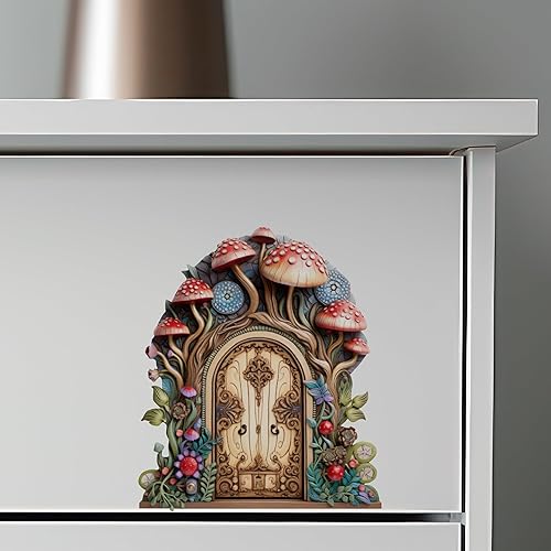 Miniatura 7 de Puerta de hadas del bosque de hongos - Adhesivo de pared para puerta de hadas