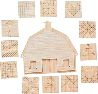 Barn with Wooden Quilt Square Design Cutout Unfinished Wood Shape Style, Interchangeable Sign and Wreath Kit Quilting Blocks