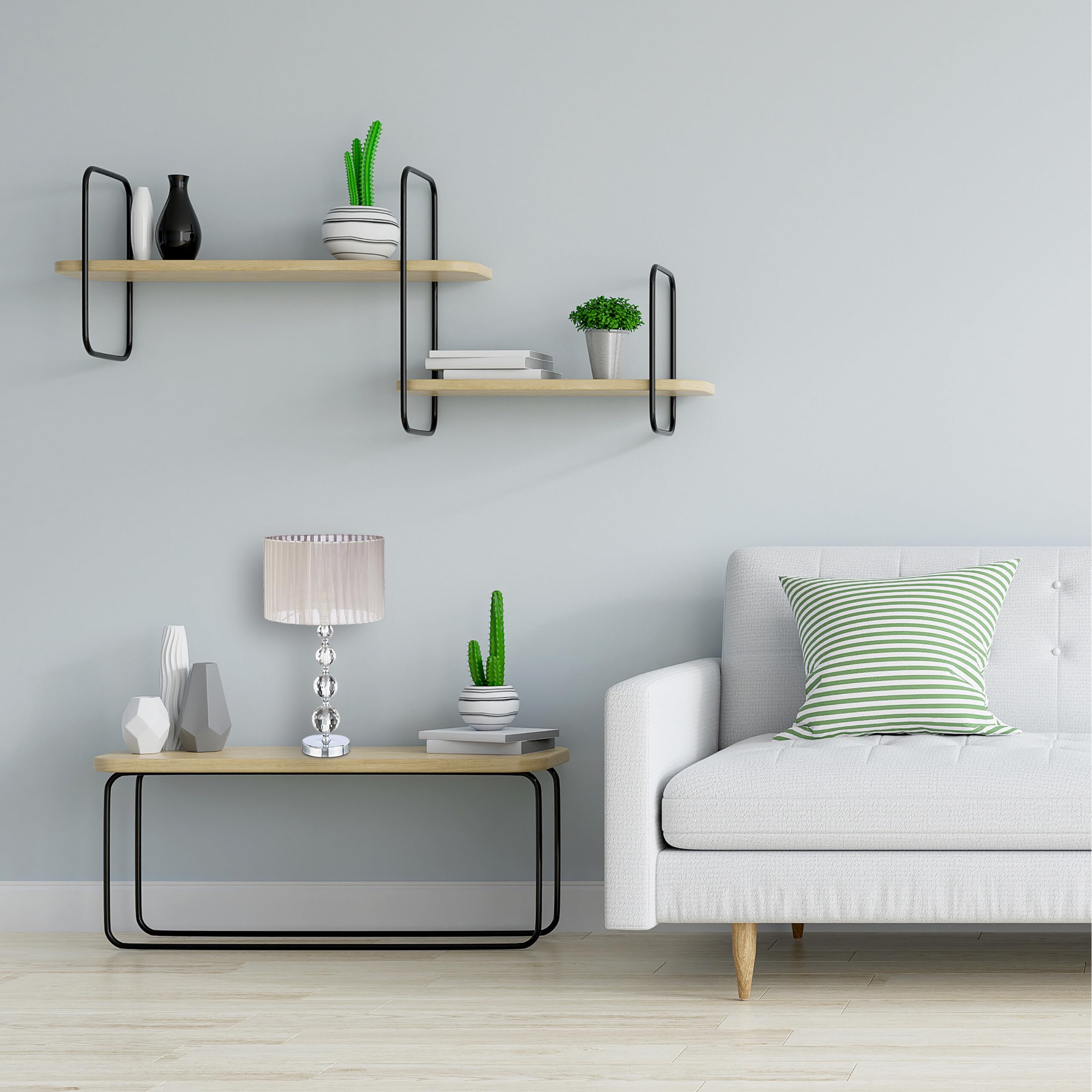 Relaxdays Lampada da comodino in cristallo, da tavolo a sfere, paralume HLP: 53 x 29,5 x 29,5 cm, chiara/argento