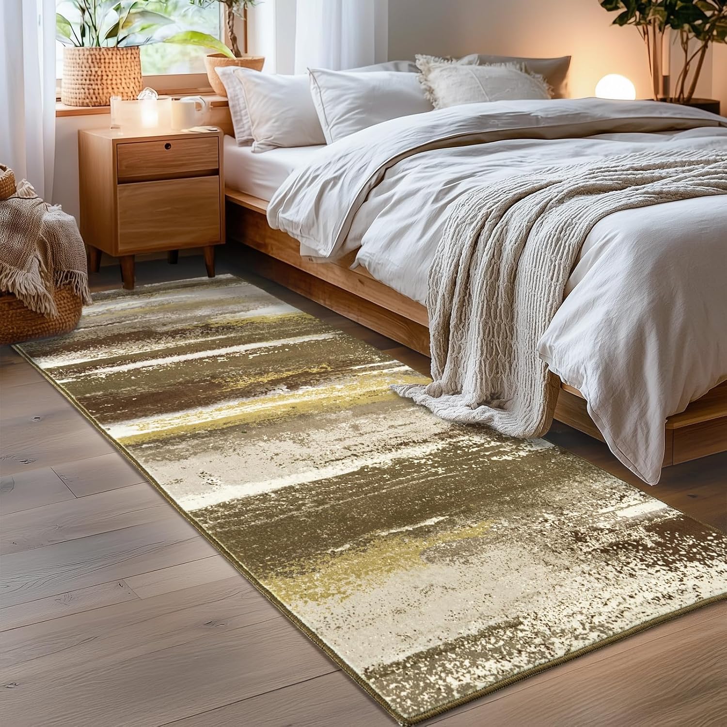 Washable Runner Rug for Hallway Kitchen, 2x6 Modern Abstract Throw Rugs with Rubber Backing for Entryway, Soft Long Non-Slip Area Rug for Bedroom Home Decor Aesthetic, Brown - Image 4