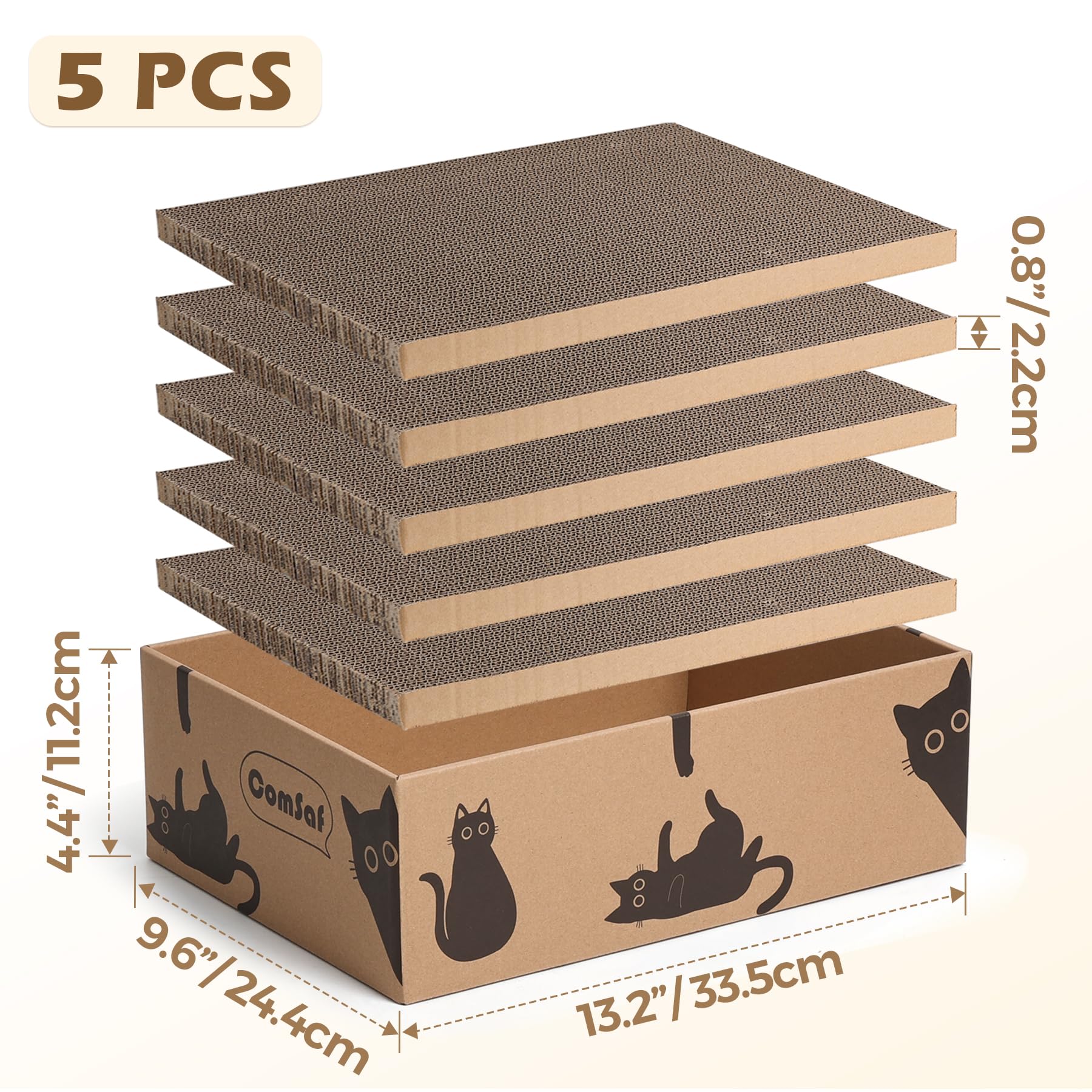 Ricarica Tiragraffi Per Gatti In Cartone Ondulato - 42.6x31.5x3.5 Cm, Per Lettini Gatto, Graffiatoio Sostitutivo - Foto 5