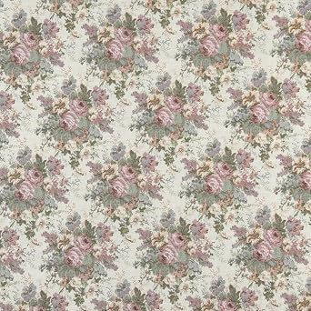 Pink Blue and Green Floral Tapestry Upholstery Fabric by The Yard - SKU Vincent Victoria