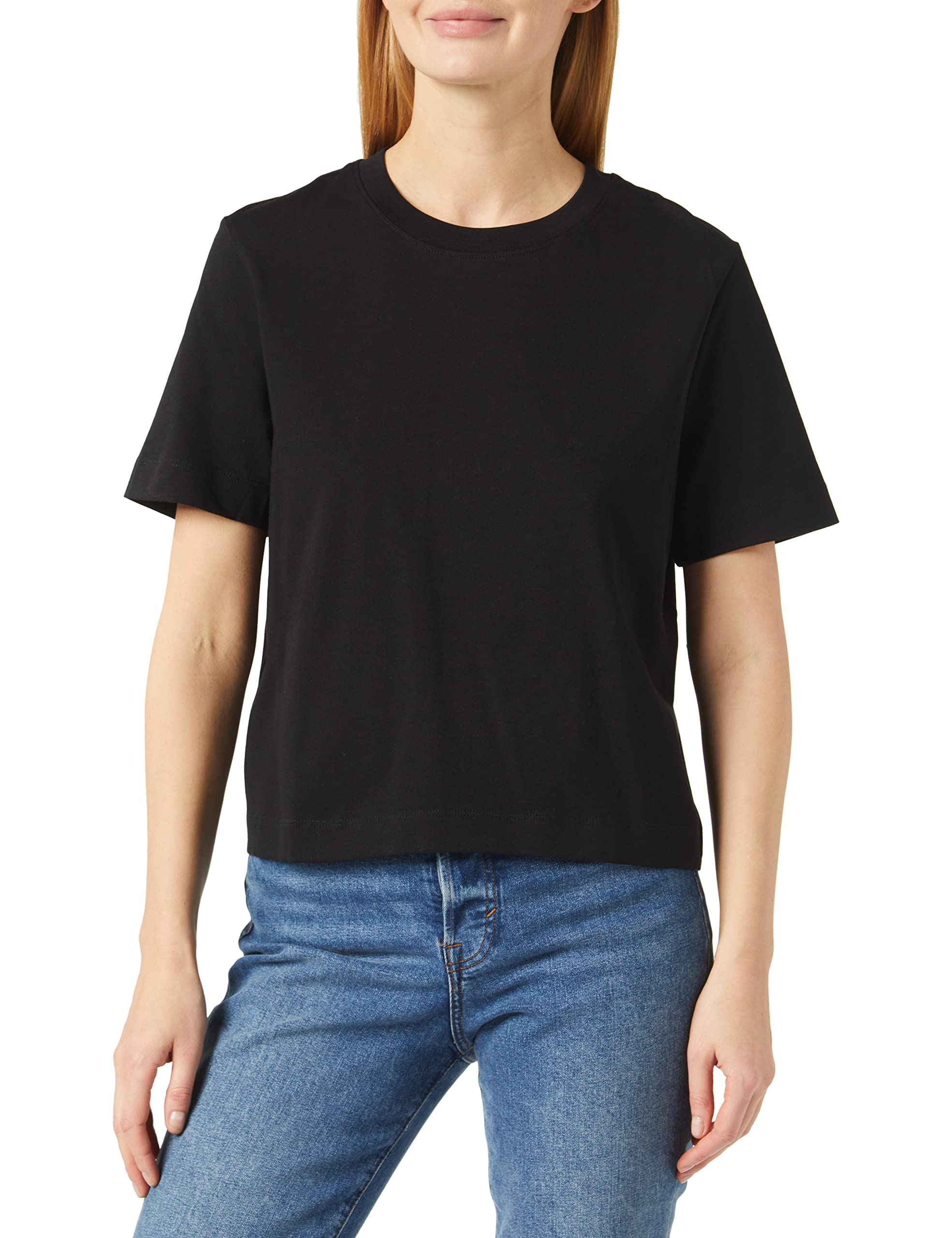 SELECTED FEMME Women's Slfessential Ss Boxy Tee Noos T-Shirt, Black, M