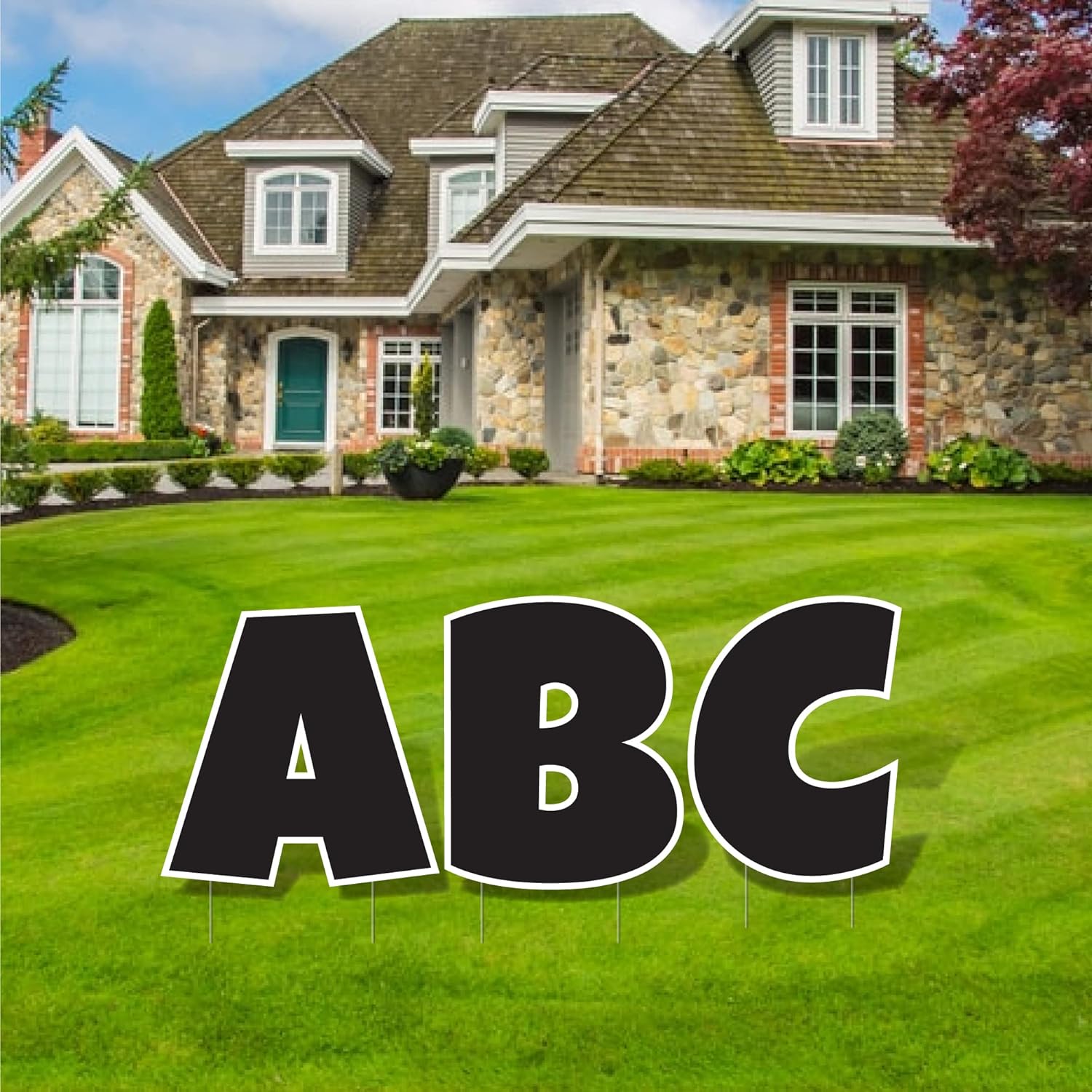 VictoryStore: 18-Inch Alphabet Lawn Letters, Includes 26 Letters of the Alphabet, Luckiest Guy Yard Letters, American Made, Waterproof Corrugated Plastic, by VictoryStore (Black)