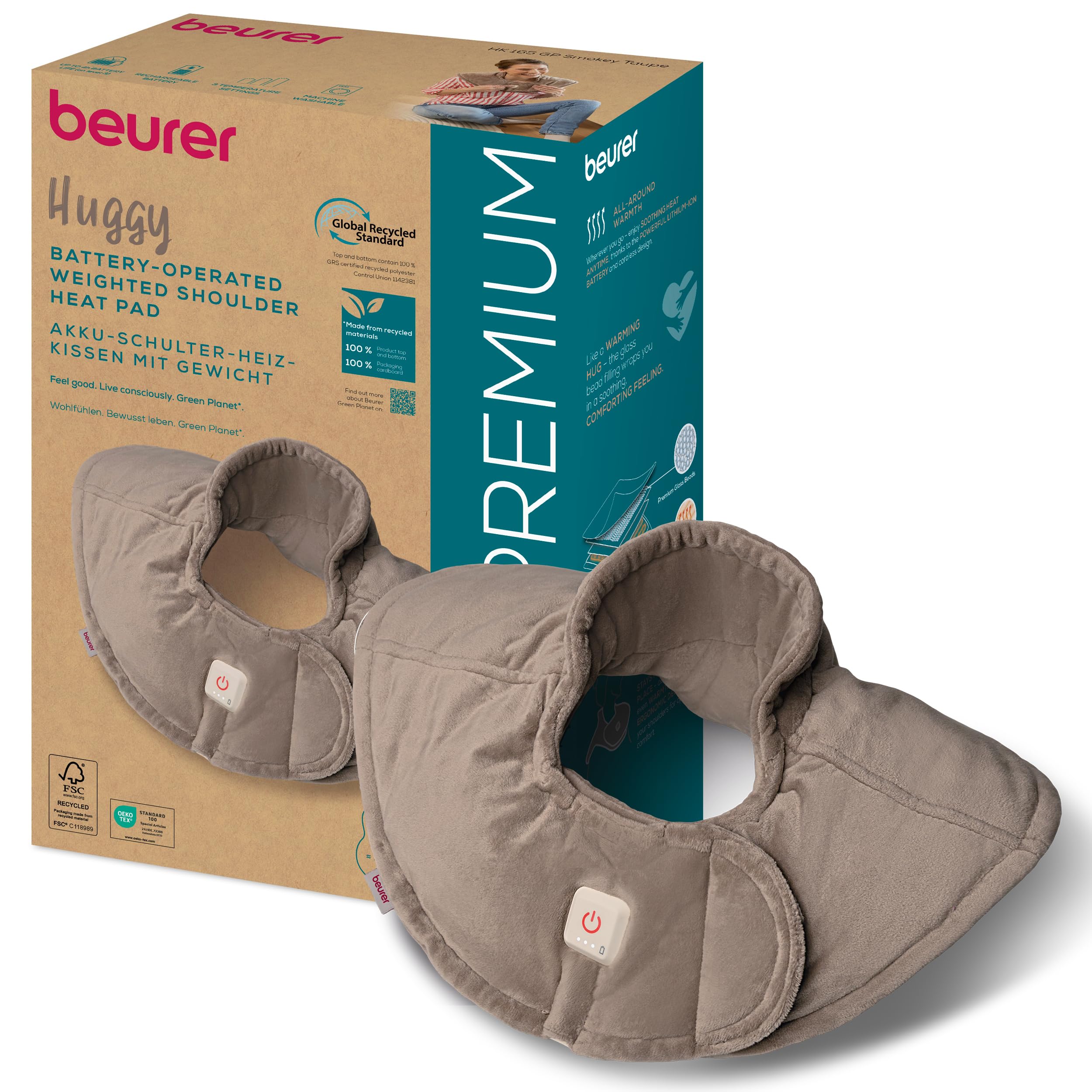Beurer Huggy coussin chauffant pour les épaules pondéré, sans fil