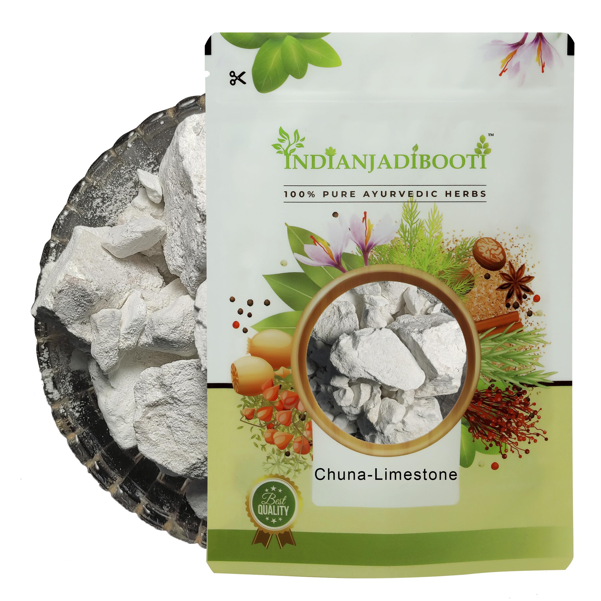 IndianJadiBooti Limestone Chuna (Edible Grade) (Stone Format) - Bujha Choona - Limestone - Calcium Hydroxide - Slaked Lime (250 Grams)