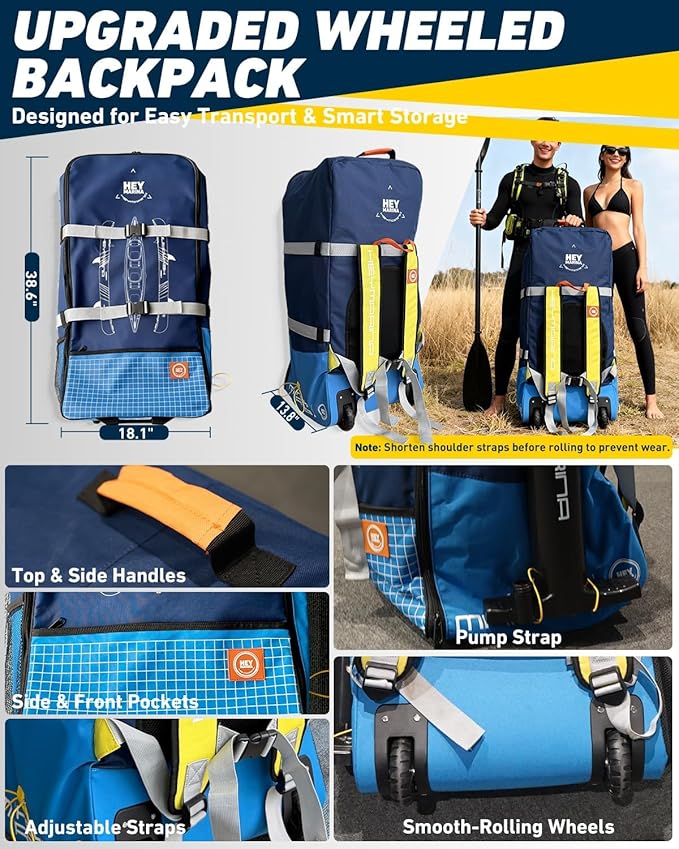 Kayak inflable HEYBOARD 3 personas con remos bomba mochila miniatura 6