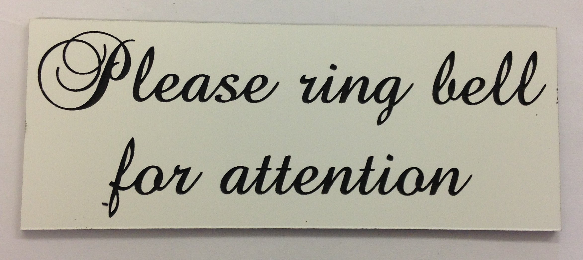 FSSS Ltd PLEASE RING BELL FOR ATTENTION ENGRAVED ACRYLIC SIGN 115X40MM BUSINESS HOME (WHITE)