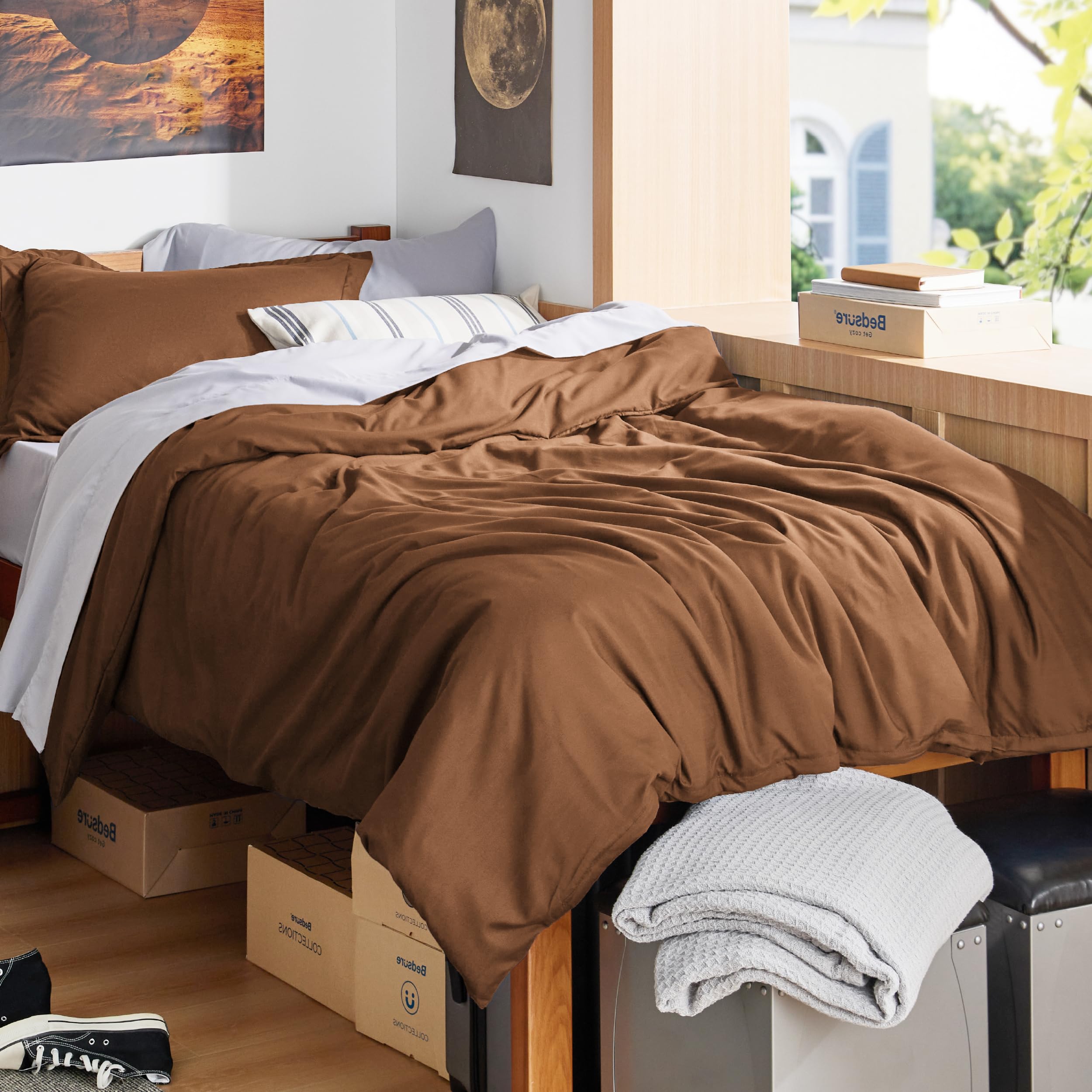Bedsure Twin/Twin XL Duvet Cover, Soft Double Brushed Bedding Set, Brown | For Kids &amp; Adults, 68"x90" Comforter Cover, Hotel Luxury, All Season, Breathable, Easy Care, Lightweight, Zipper Closure