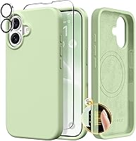 Vista 89 de GONEZ Funda de silicona para iPhone 14 Pro Max, compatible con MagSafe, con protector de pantalla + protector de lente de cámara, silicona líquida a