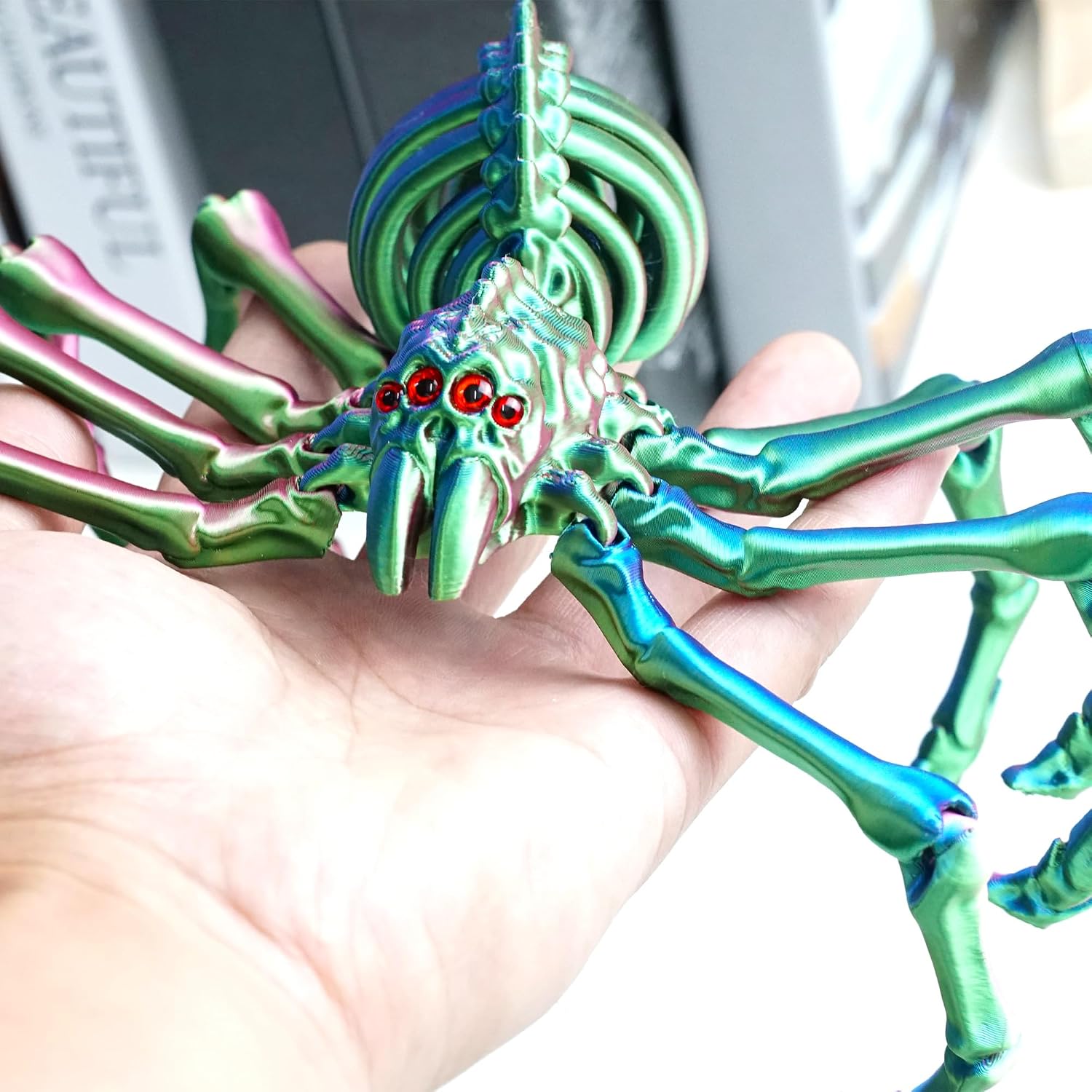 3D Printed Wolf Spider Animal Fidget Toy with Eyes,Home Office Decor,3-D Printing Arachnid Creatures Articulated Stuff Cheap Things,Cool Dragon Prints Reptiles Action Figure Gifts Little Live Pets