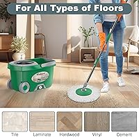 Vista 7 de Dual Compartment Spin Mop and Bucket, Mop and Bucket with Wringer Set,360°Rotating Spinning Mopping for Floor Cleaning with 6 Microfiber Replacement