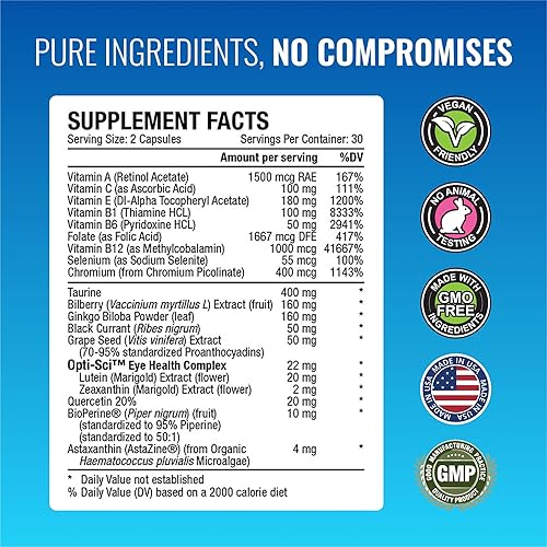 Miniatura 4 de Approved Science EyeSyl - Suplemento de soporte ocular - Picolinato de cromo, taurina, luteína, zeaxantina, arándano, BioPerine - 1 mes de