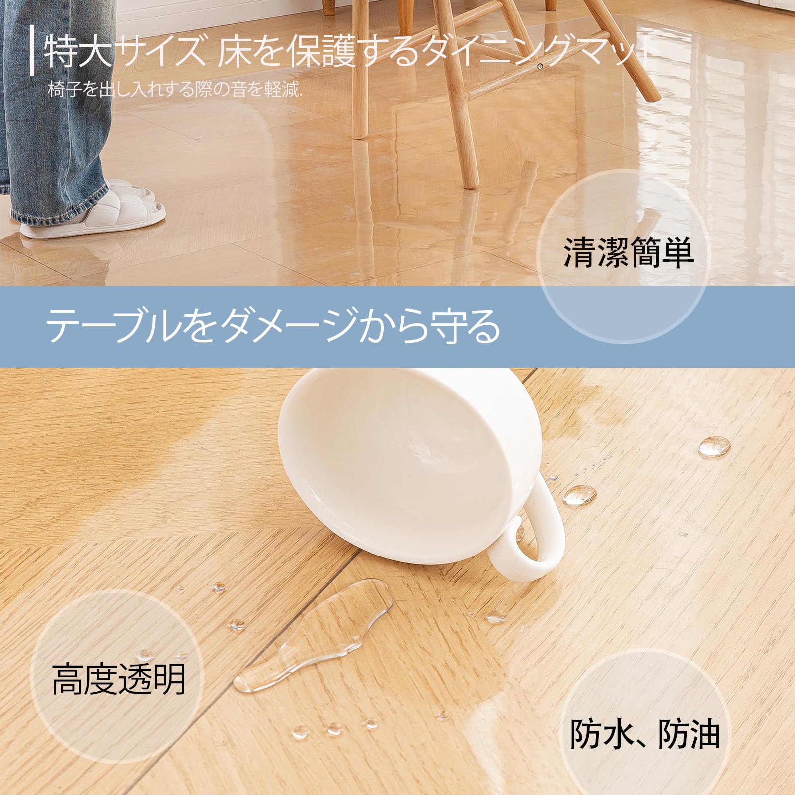 Amazon.co.jp: ダイニングマット 透明 PVC 床保護マット 特大サイズ