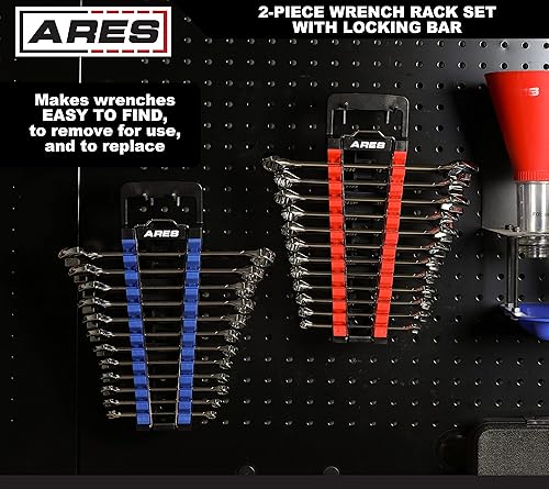 Miniatura 5 de ARES 62043 - Juego de estante para llaves de 2 piezas con barra de bloqueo - El estante SAE tiene tamaños de 14 pulgada a 1 pulgada - El métrico