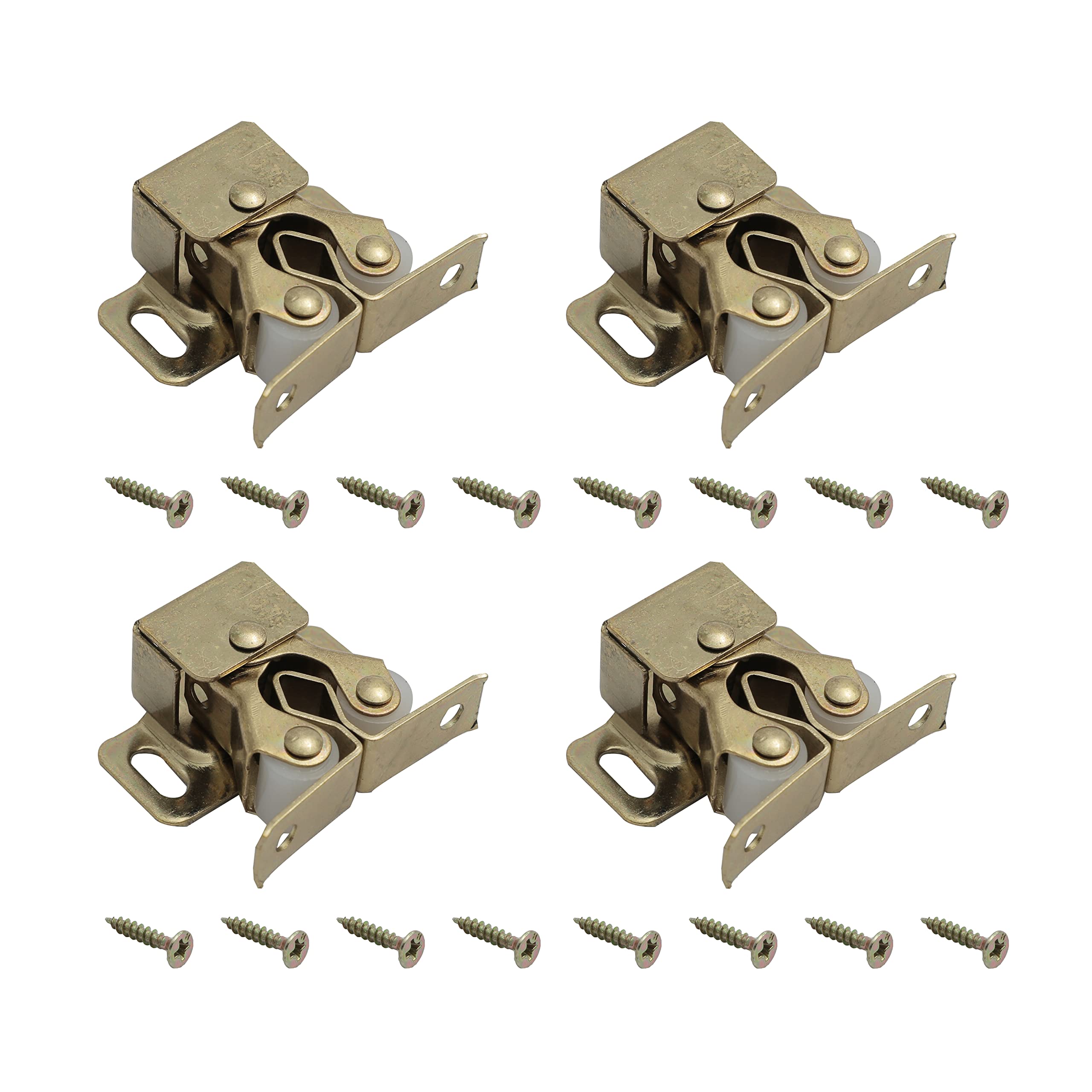 Door Catches Latches, Harmac House® 4 Pack Double Roller Strong Hold Cupboard Cabinet Door Catches, Double Roller Catches Cabinet Catches Door Latches (Bronze) (Gold)