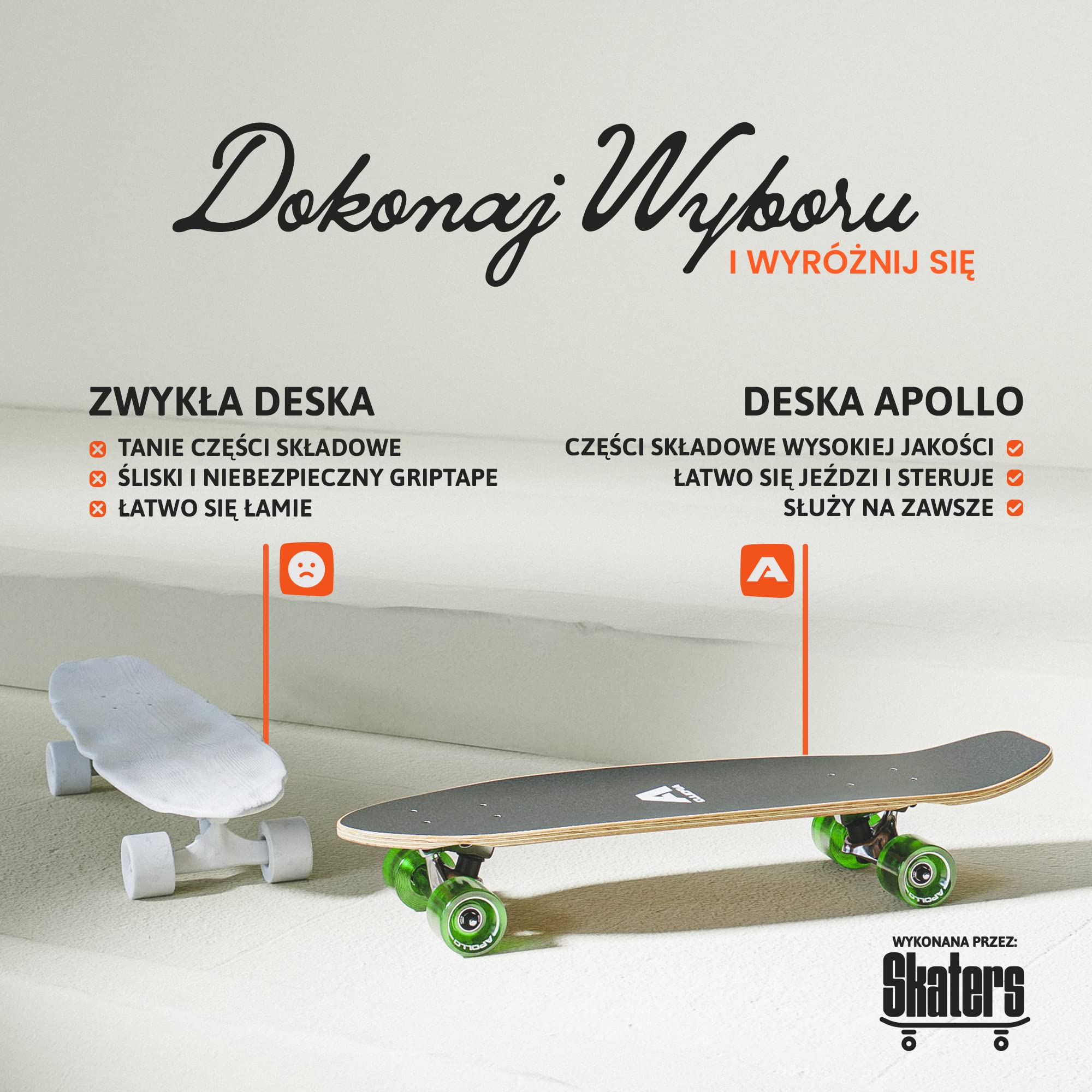 Apollo Mini longboard | Midi Cruiser jako kompletna deska, 70 cm (30 x 8), dwustronna mini longboard z drewna w stylu vintage, longboard dla dorosłych z łożyskami kulkowymi High Speed ABEC 9