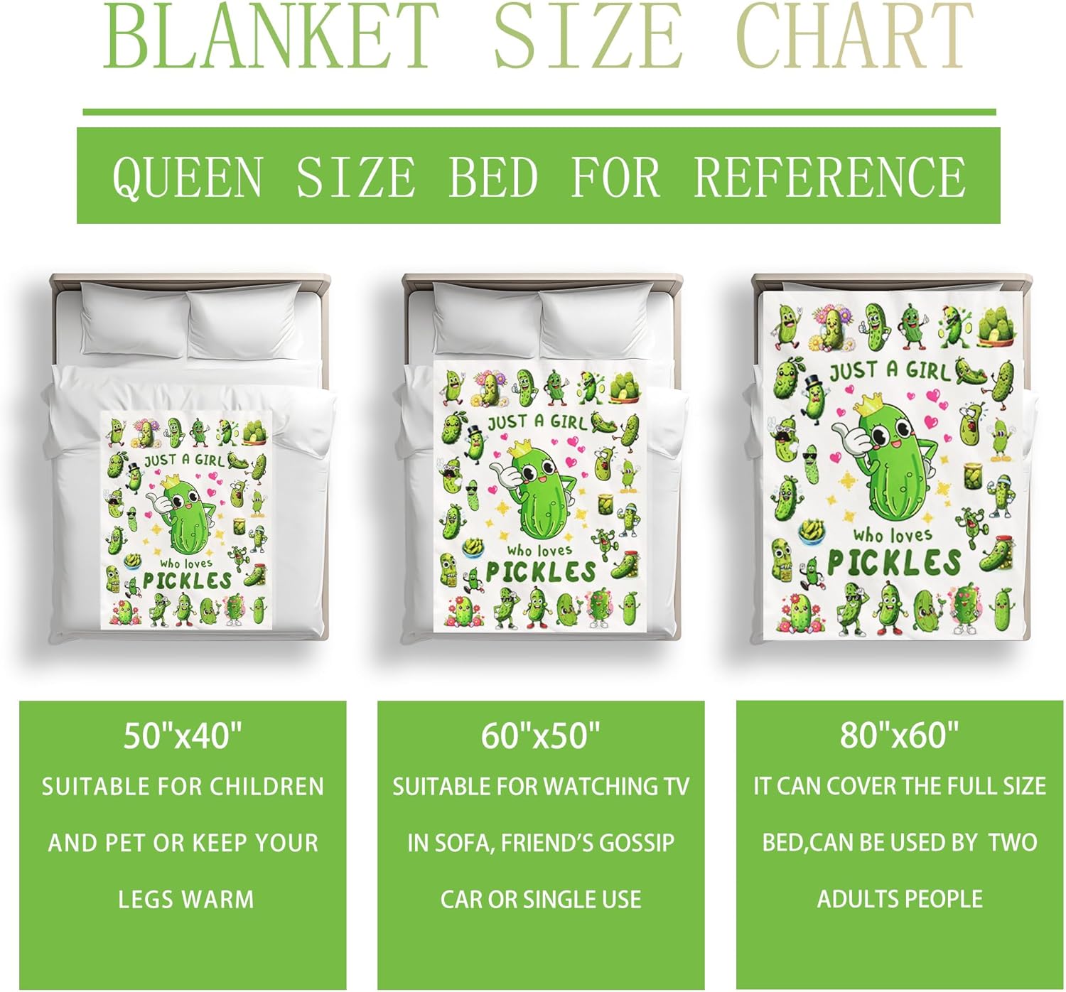 Pickle Blanket Gifts for Pickle Lovers Pickles Throw Blanket Pickles Bedding Decor Stuff Gifts for Girls Women 80"x60"