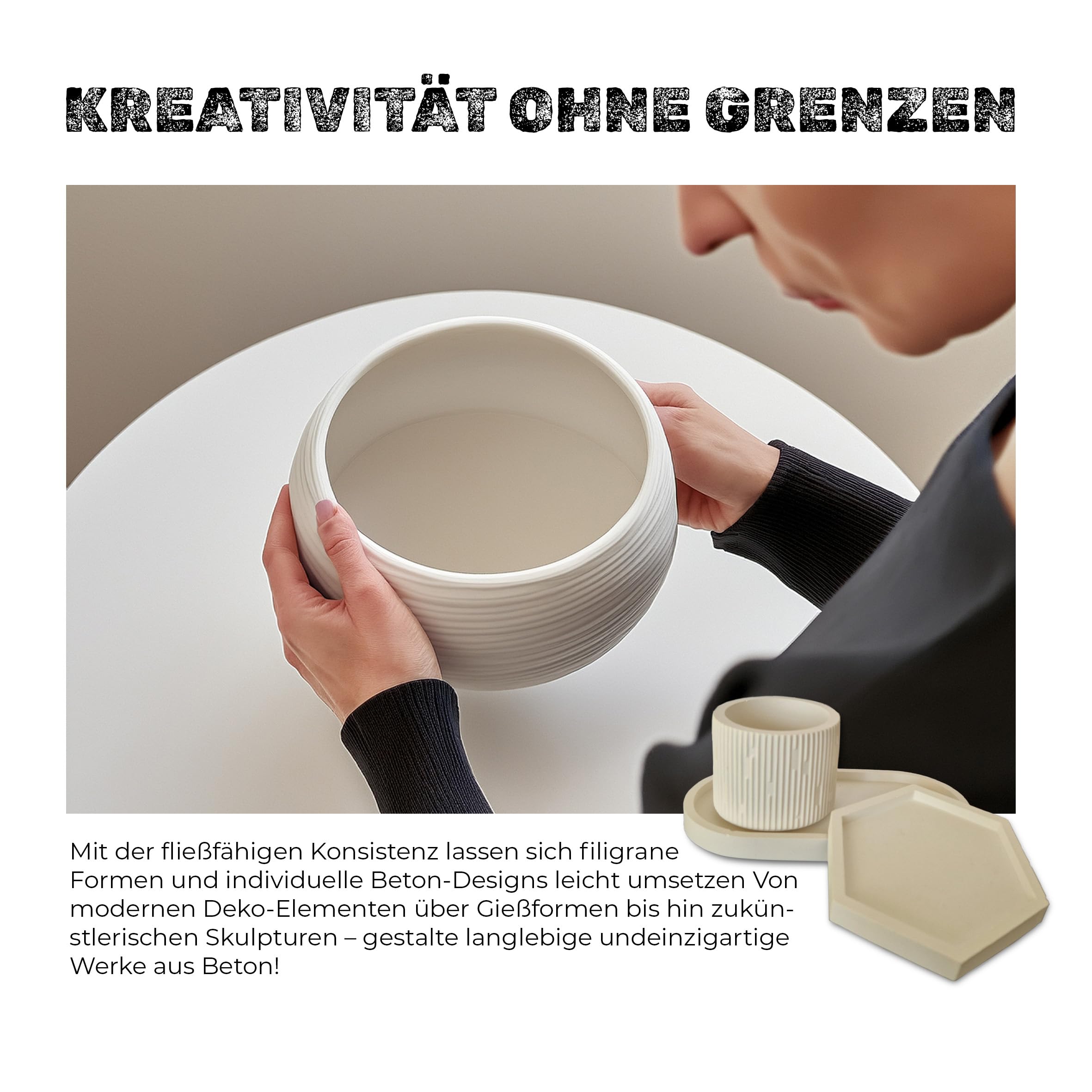 Grey Element Bastelbeton zum Gießen 25 kg einfach zu verarbeiten und schnelle Aushärtung - Hochfestes Gießpulver zum Formen gießen mit spiegelglatten Oberflächen - Gießmasse für Silikonformen