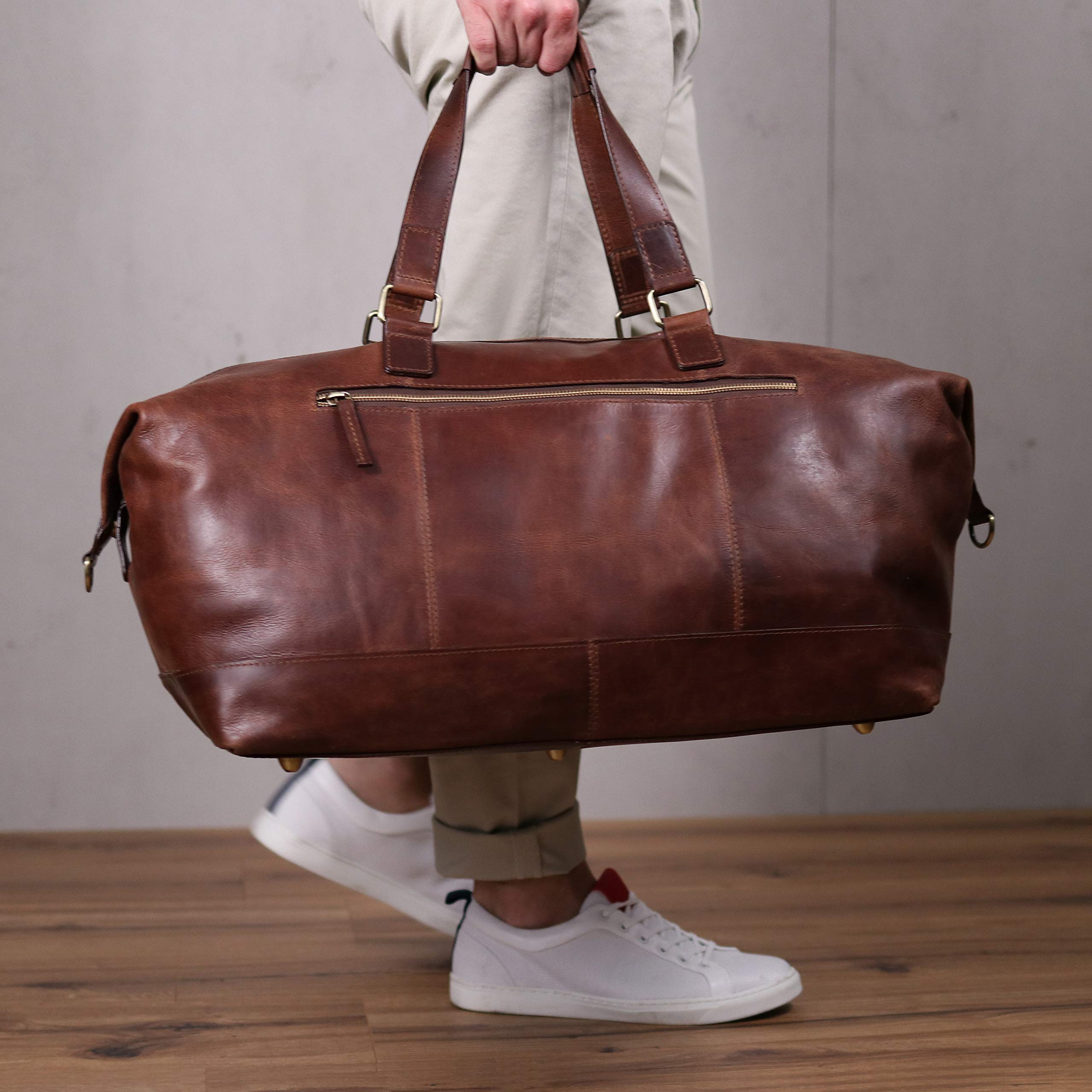 SID & VAIN® Bolsa de Viaje tamaño Grande Logan Bolso de Deporte Fin de Semana Maletín Weekender Equipaje de Mano Cabina Piel marrón