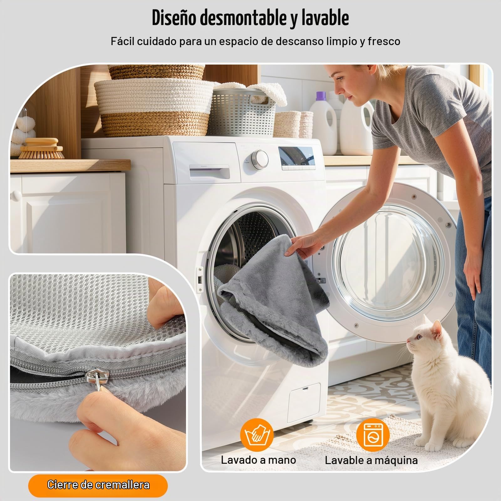 Cama para Gatos de Escritorio, Cama Plegable con Un Clic para Mesa, Hamaca Semicircular para Gatos, Estructura de Hierro Resistente, Funda Suave Lavable, Sin Taladro, Soporta hasta 18 kg, Gris
