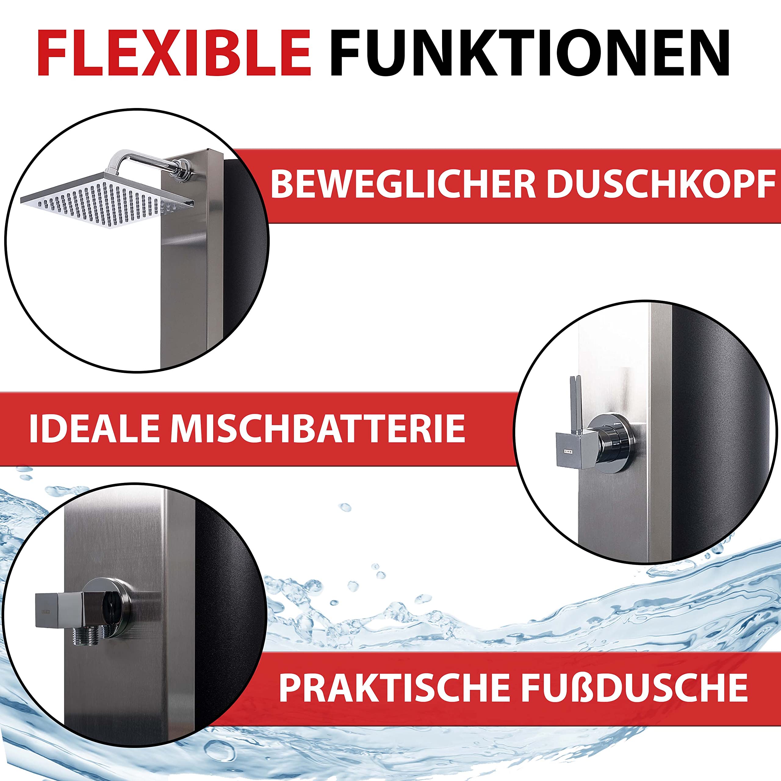 Solardusche 40 L, extra große Füllmenge, Gartendusche Aluminium, Solardusche Garten mit Fußdusche, Gartendusche Solar für Warm- und Kaltwasser, Gartendusche Aussendusche Edelstahl
