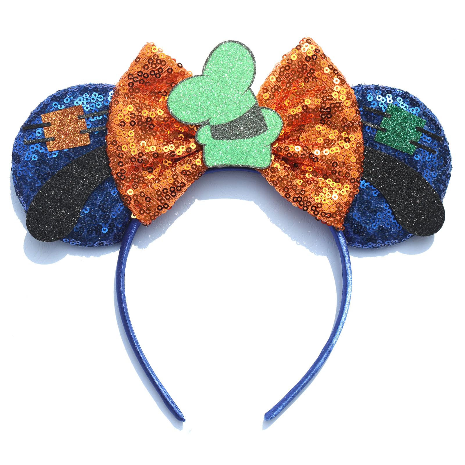 FACHPINT Goof Ears, Blue Ears for Men, Pluto Mouse Ears for Boy, Sequin Christmas Mouse Ears for Party, Costume Headwear