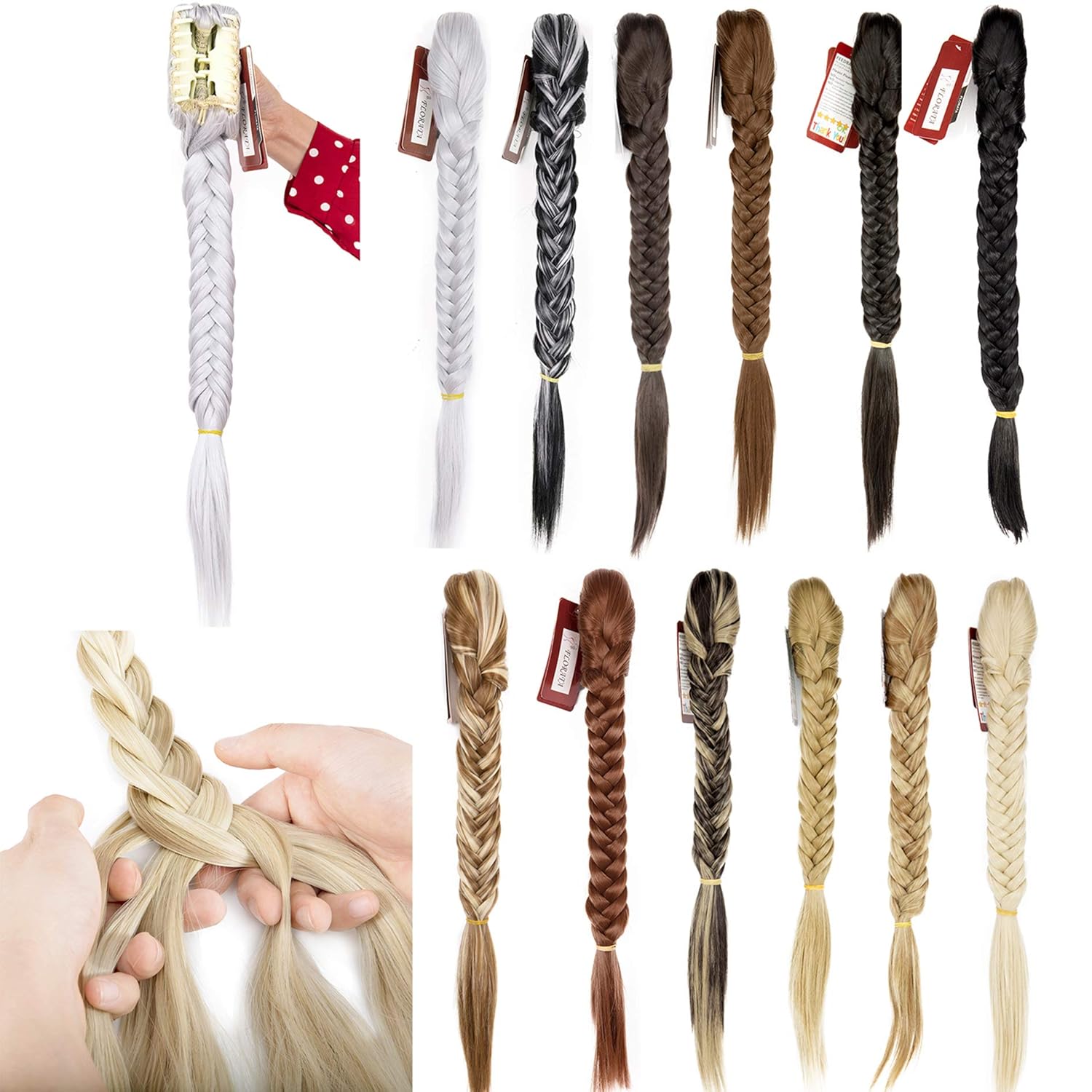 21" Claw Jaw Braiding Hair Synthetic Fishtail Braid Clip