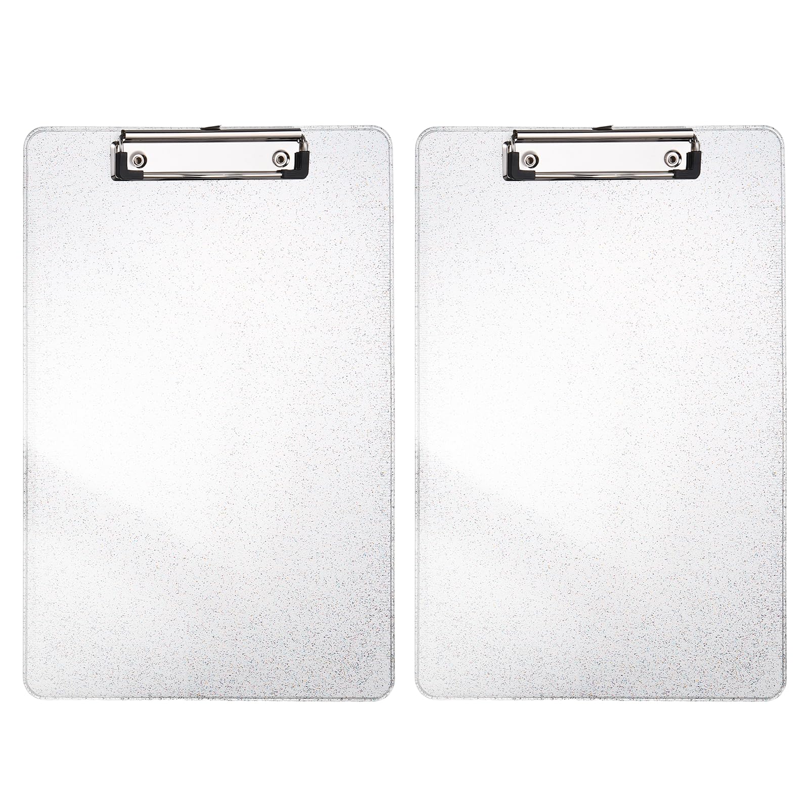 PATIKIL 2 Pcs Plastic Clip Boards, A4 Size Colorful Stylish Clip Boards Glitter Design Cute Clipboards Office Supplies for Restaurant Shop Store Note Memo Card Sign Holder