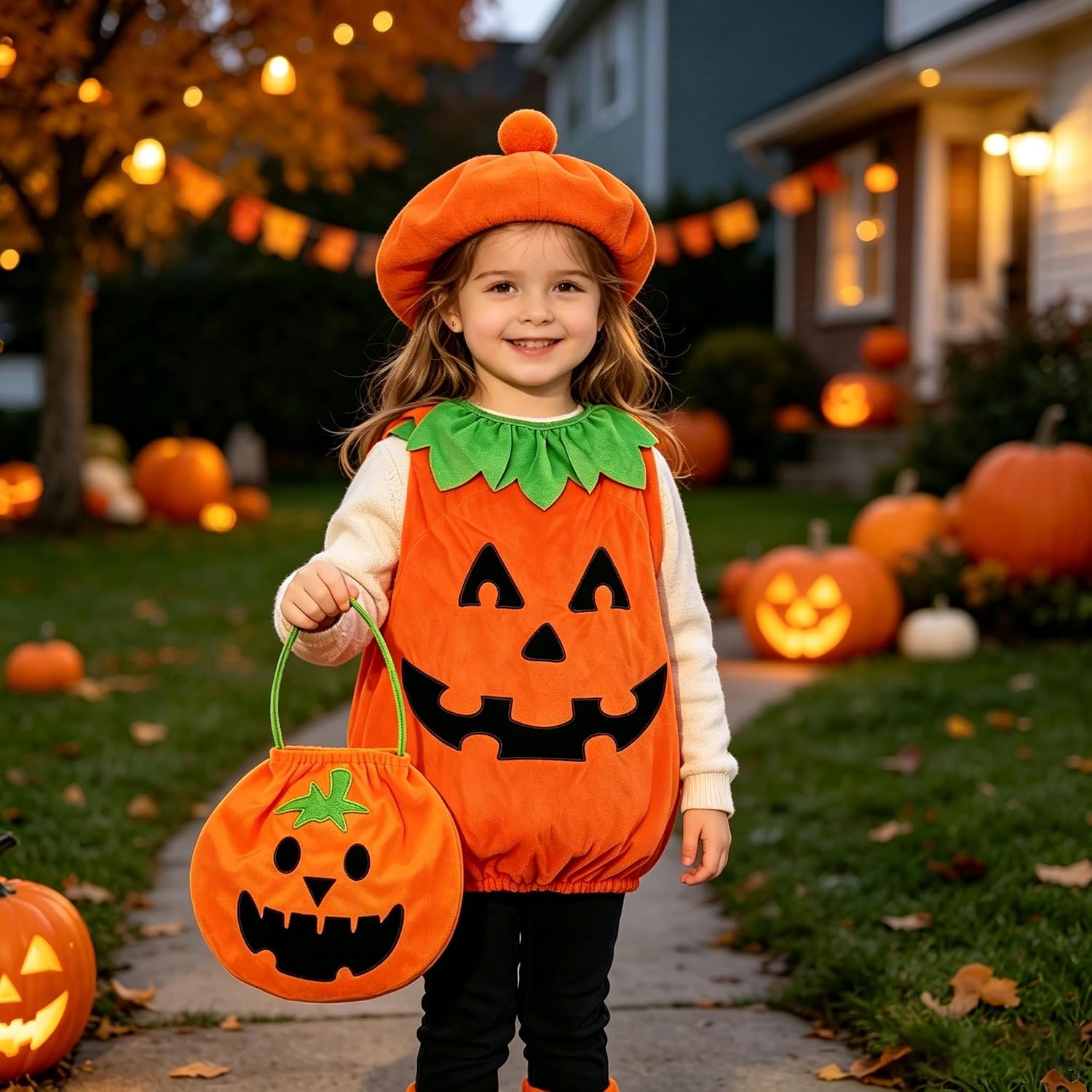 Deluxe Halloween Pumpkin Costume, kids Halloween Dress up,Comfortable Plush Fabric