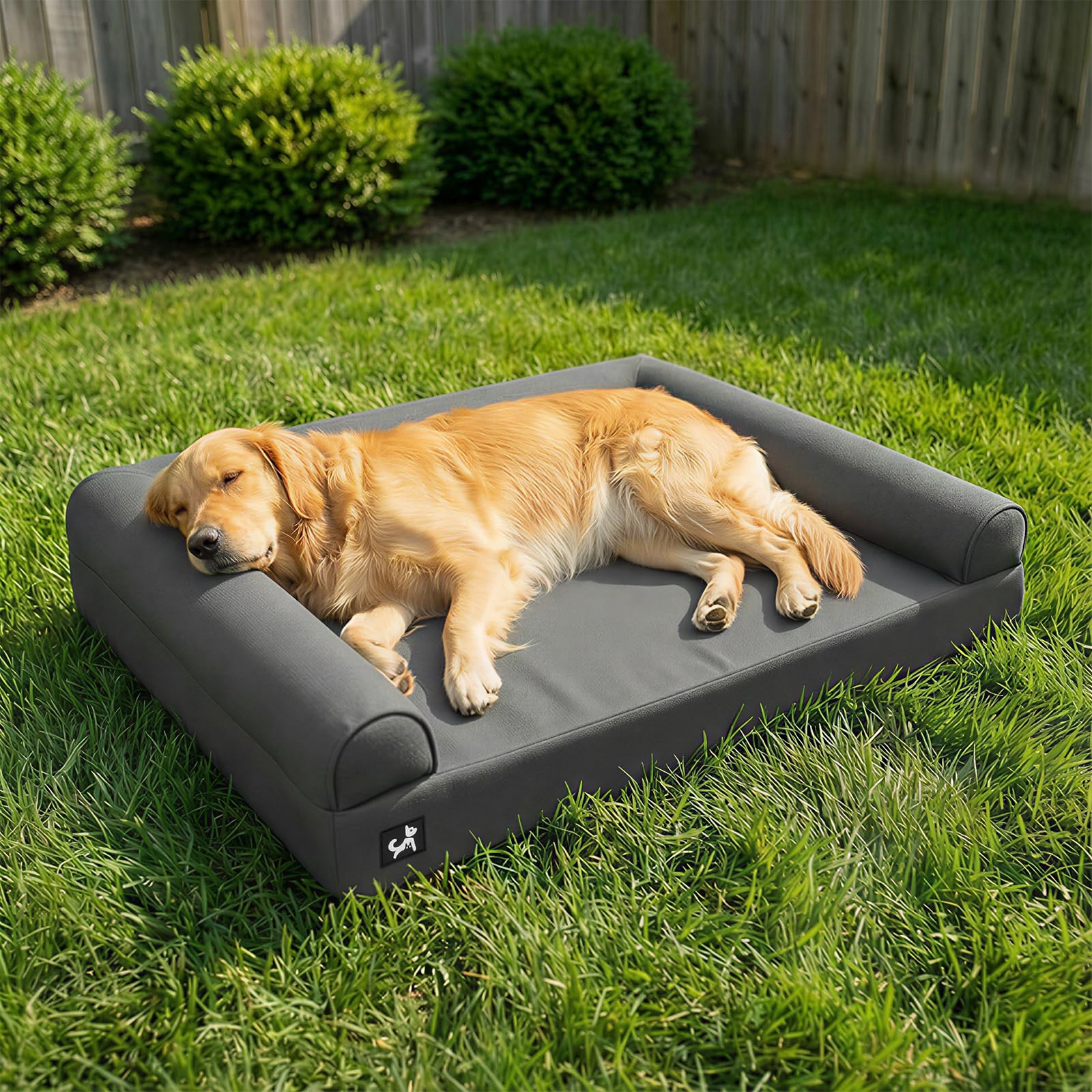 Sytopia 42in Dog Beds for Large Sized Dogs, Waterproof Egg Crate Foam XL Orthopedic Pet Bed with Removable Washable Cover,chew-Proof, Non-Slip Bottom, Supports up to 100 lbs for Old Pet, Dark Gray