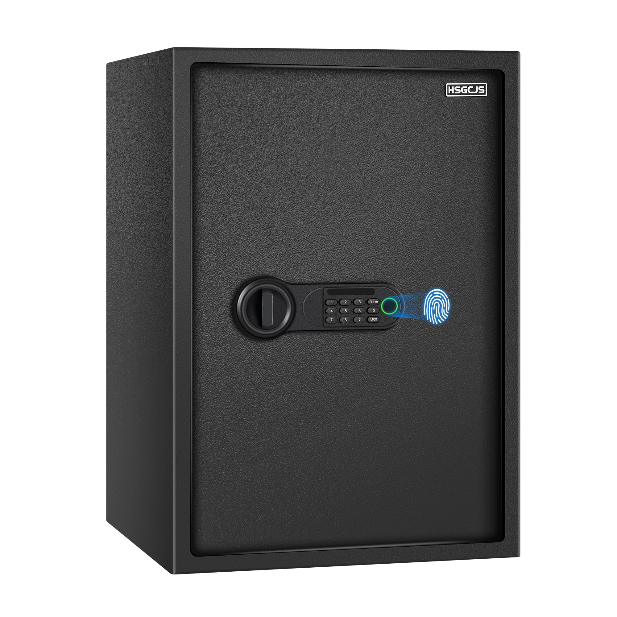 HSGCJS Large Biometric Fingerprint Safe – 3.02 Cubic Feet, Security Safes with Digital Keypad, Induction Light and Leather, Money Box for Home, Office and Hotel, Black