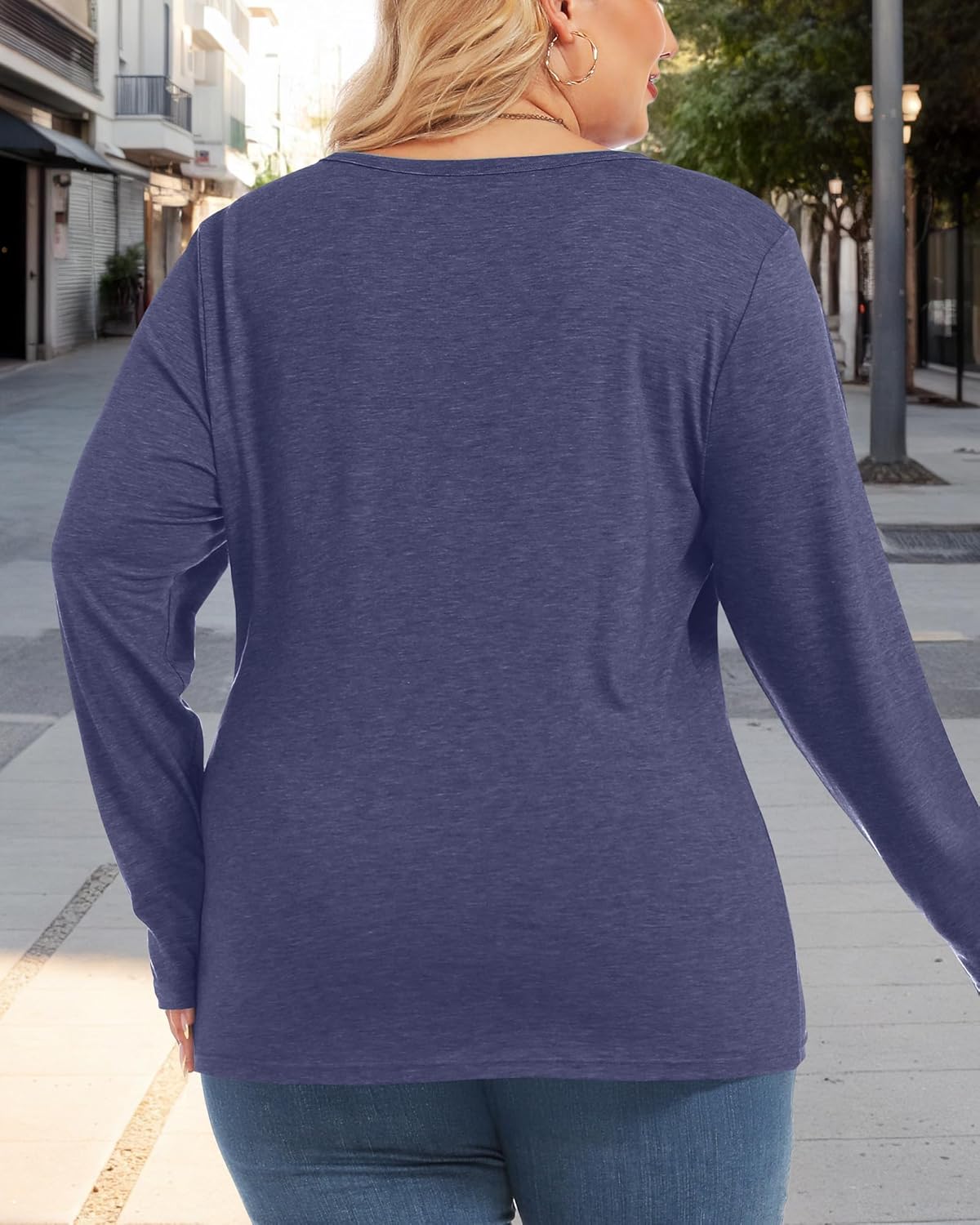 Womens Plus Size Tops Basic Long Sleeve Shirts Crew Neck T Shirt Fall Outfits Loose Fit Casual Blouses - Image 4