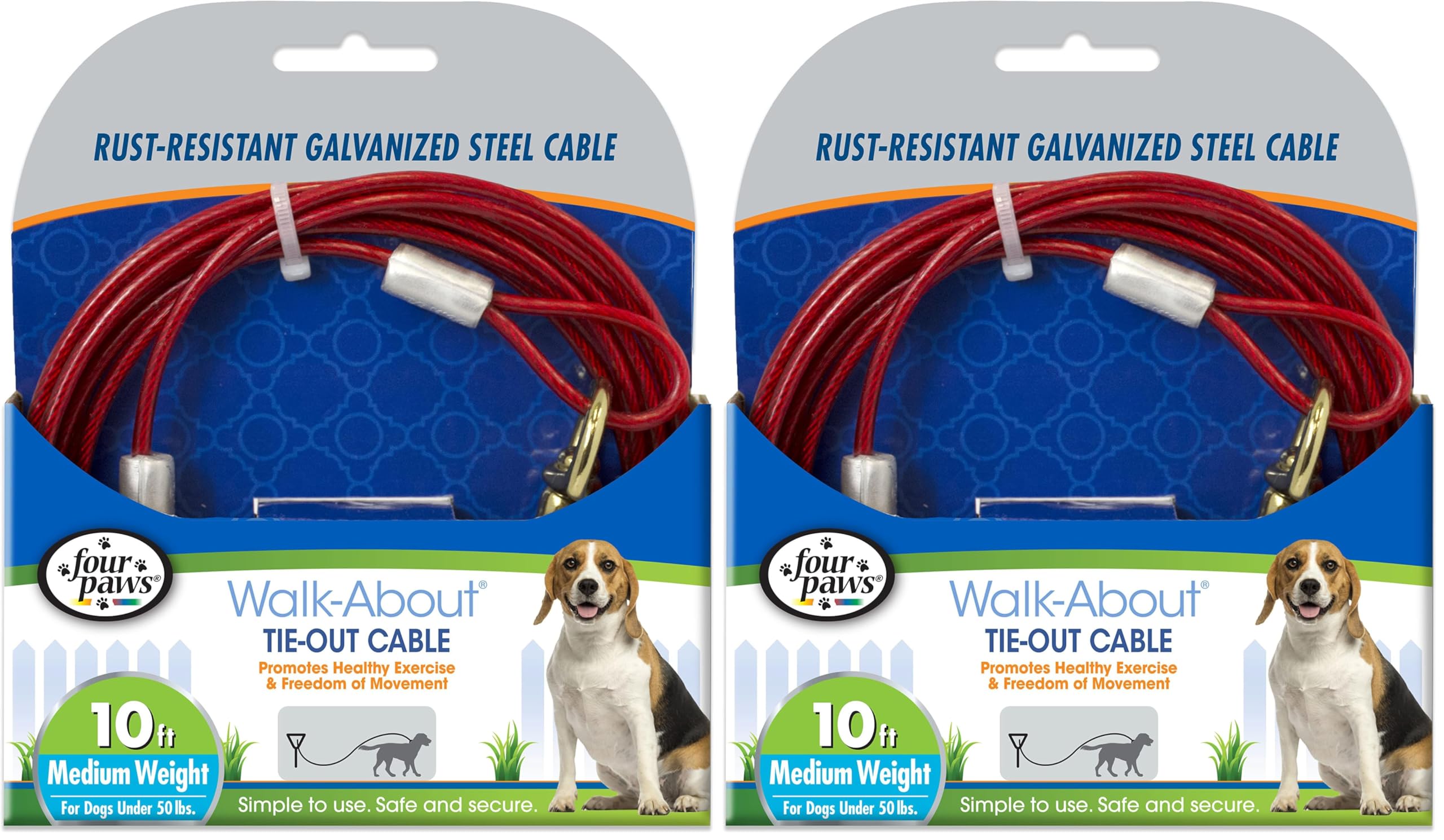 Four Paws Medium Weight Dog Tie Out Cable (Pack of 2)