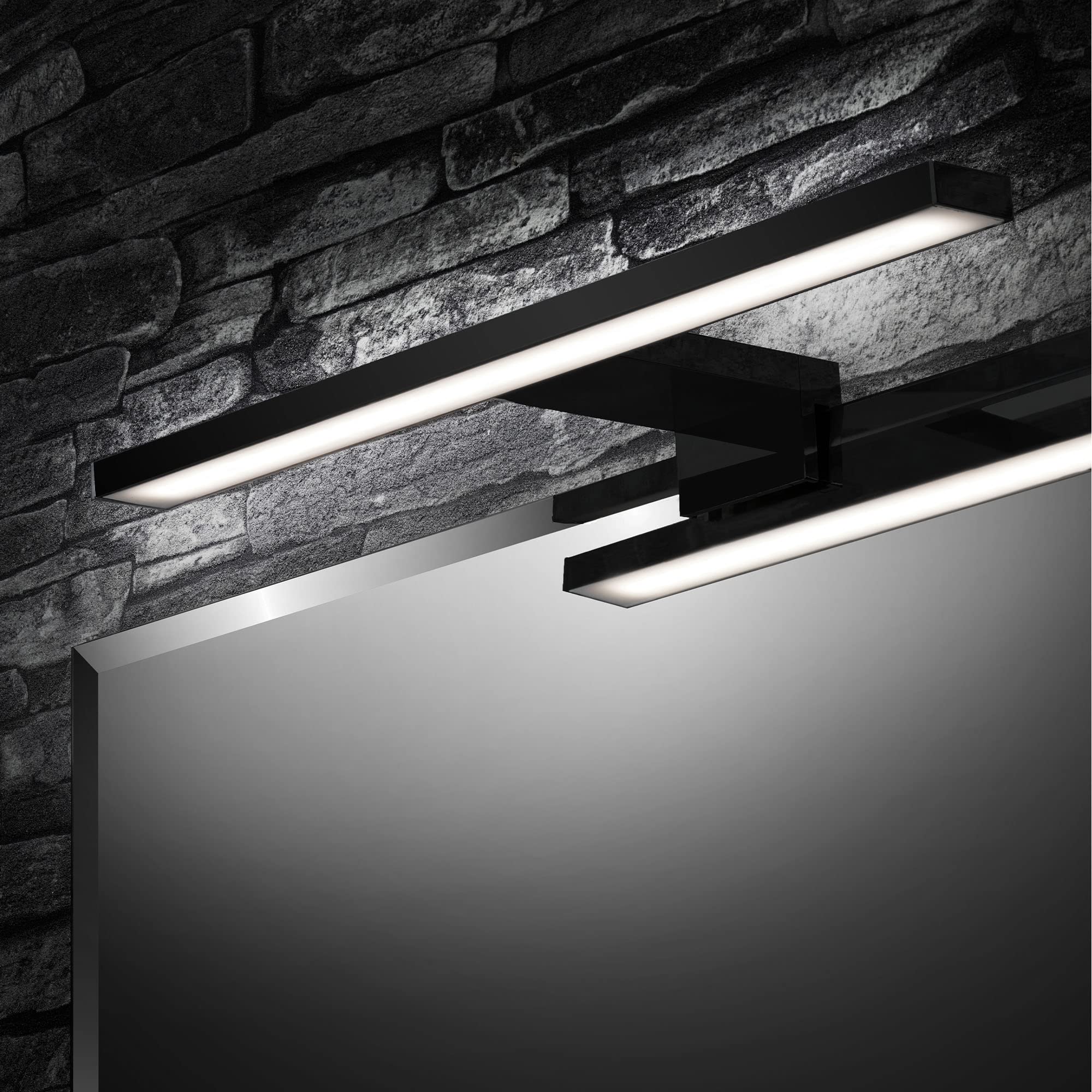 Briloner Leuchten - LED Spiegelleuchte, Spiegellampe IP44, Badleuchte, Badlampe 5 Watt, 500 Lumen, 4000 Kelvin, Schwarz, 300x103x36mm (LxBxH)