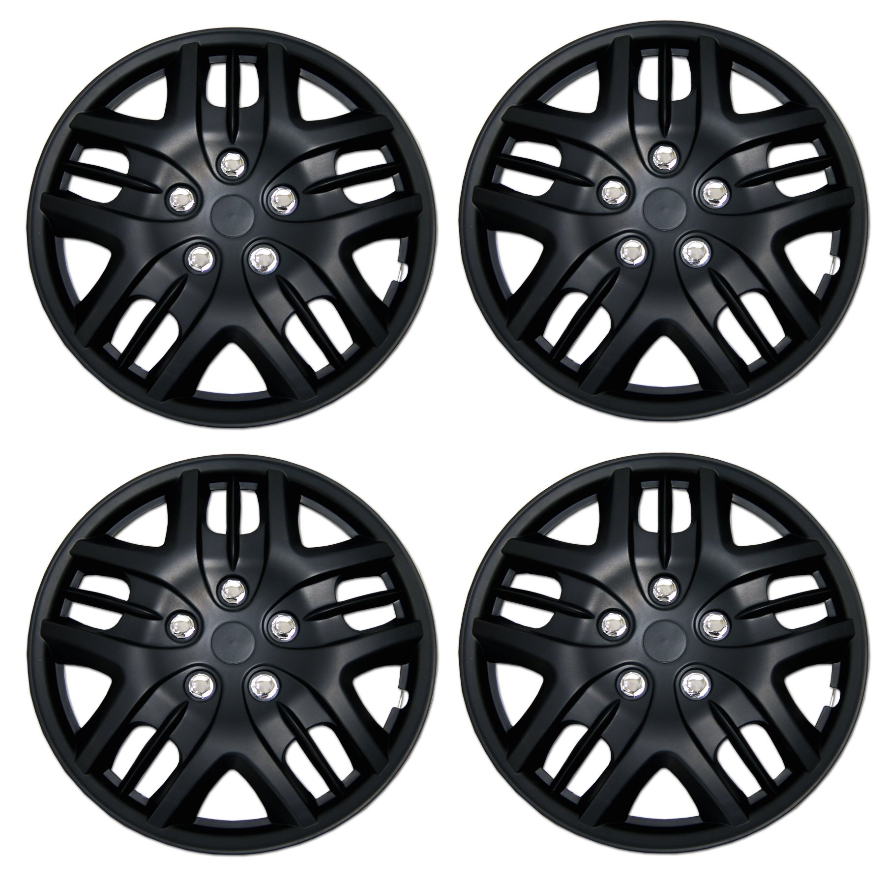Tuningpros WC3-15-3533-B - Pack of 4 Hubcaps - 15-Inches | Black | Style 533 Style Snap-On (Pop-On) Type Matte Black Wheel Covers Hub-caps — view 40