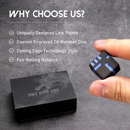 Miniatura 4 de Dados de metal D6, juego de dados DND de 0.63 pulgadas D6, ZHOORQI 6 unidadesjuego de dados tecnológicos rediseñados para dados de Calabozos y